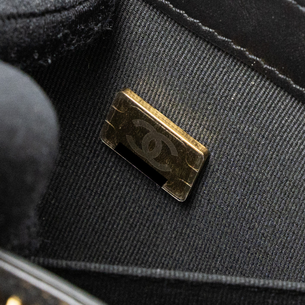 CHANEL 23S CLUTCH BAG WITH CHAIN CALFSKIN BLACK BRUSHED GHW (MICROCHIP)