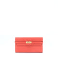 HERMES KELLY LONG WALLET EPSOM ROSE JAIPUR GHW