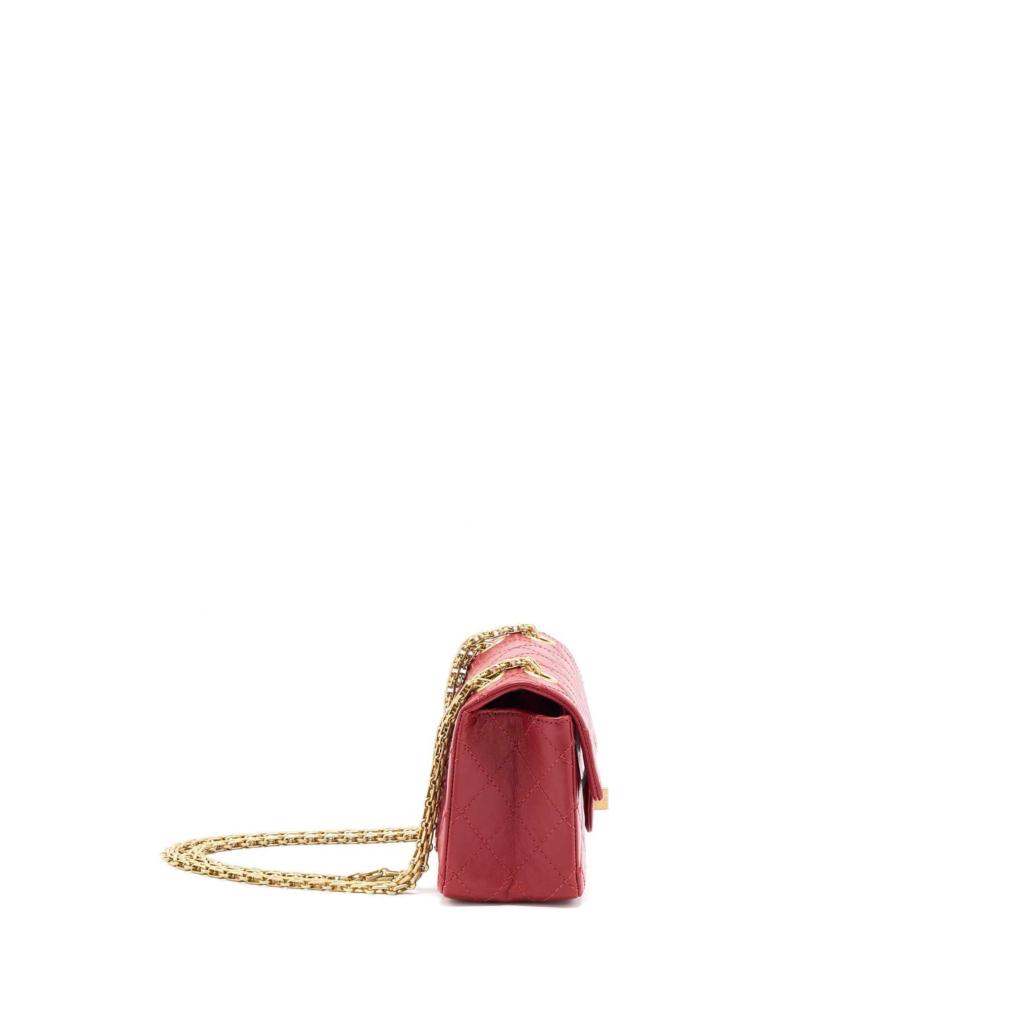 CHANEL MINI 2.55 AGED CALFSKIN RED BRUSHED GHW