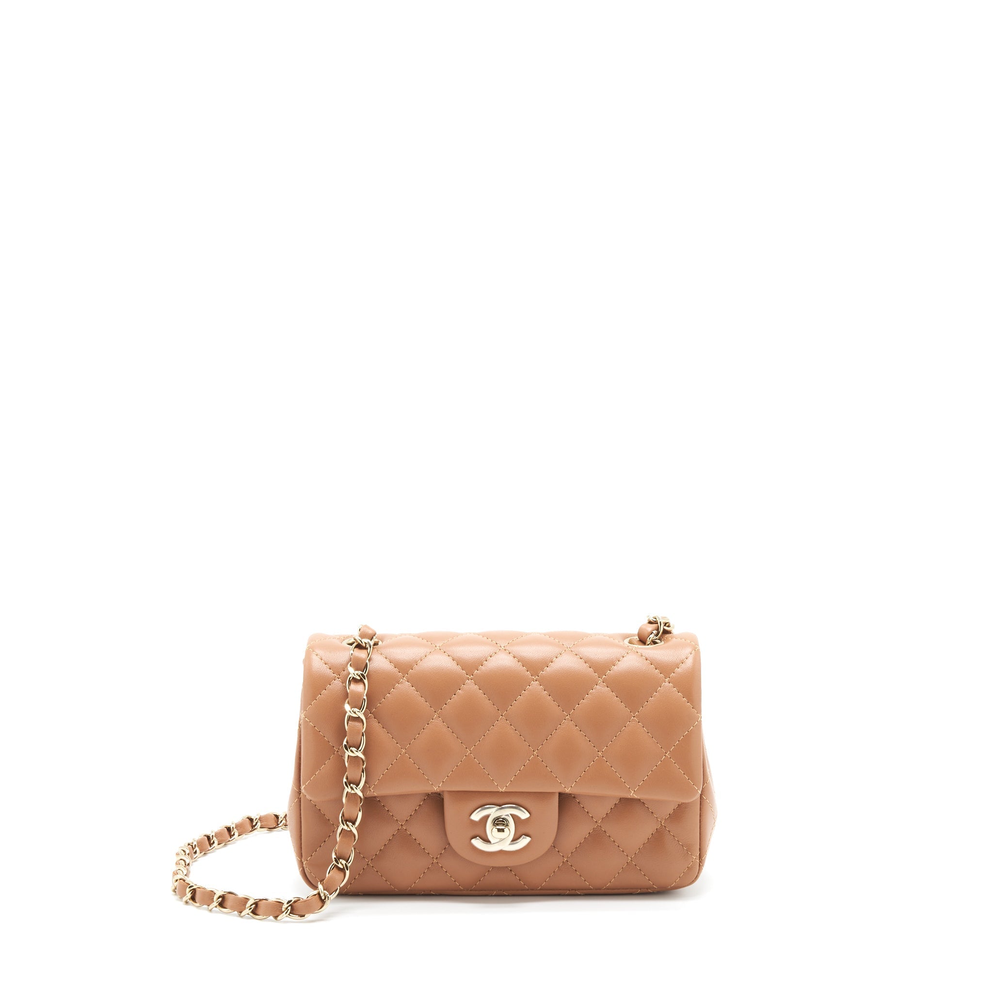 CHANEL 22S MINI RECTANGULAR BAG LAMBSKIN CARAMEL LGHW