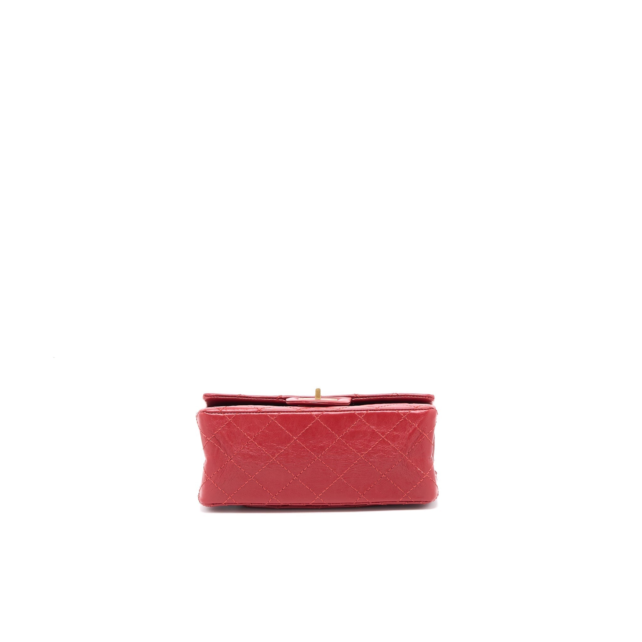 CHANEL MINI 2.55 AGED CALFSKIN RED BRUSHED GHW