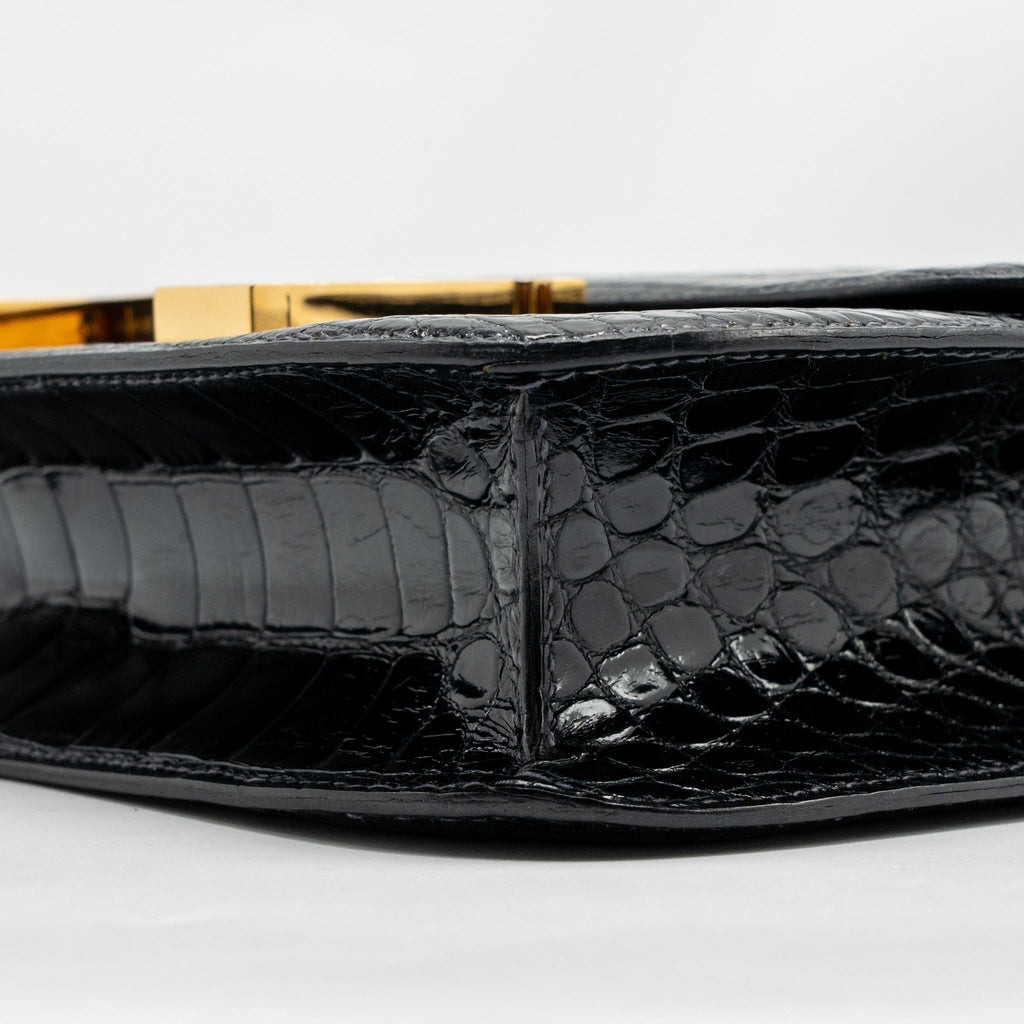 HERMES VINTAGE CONSTANCE 24 SHINY ALLIGATOR DARK BLUE GHW