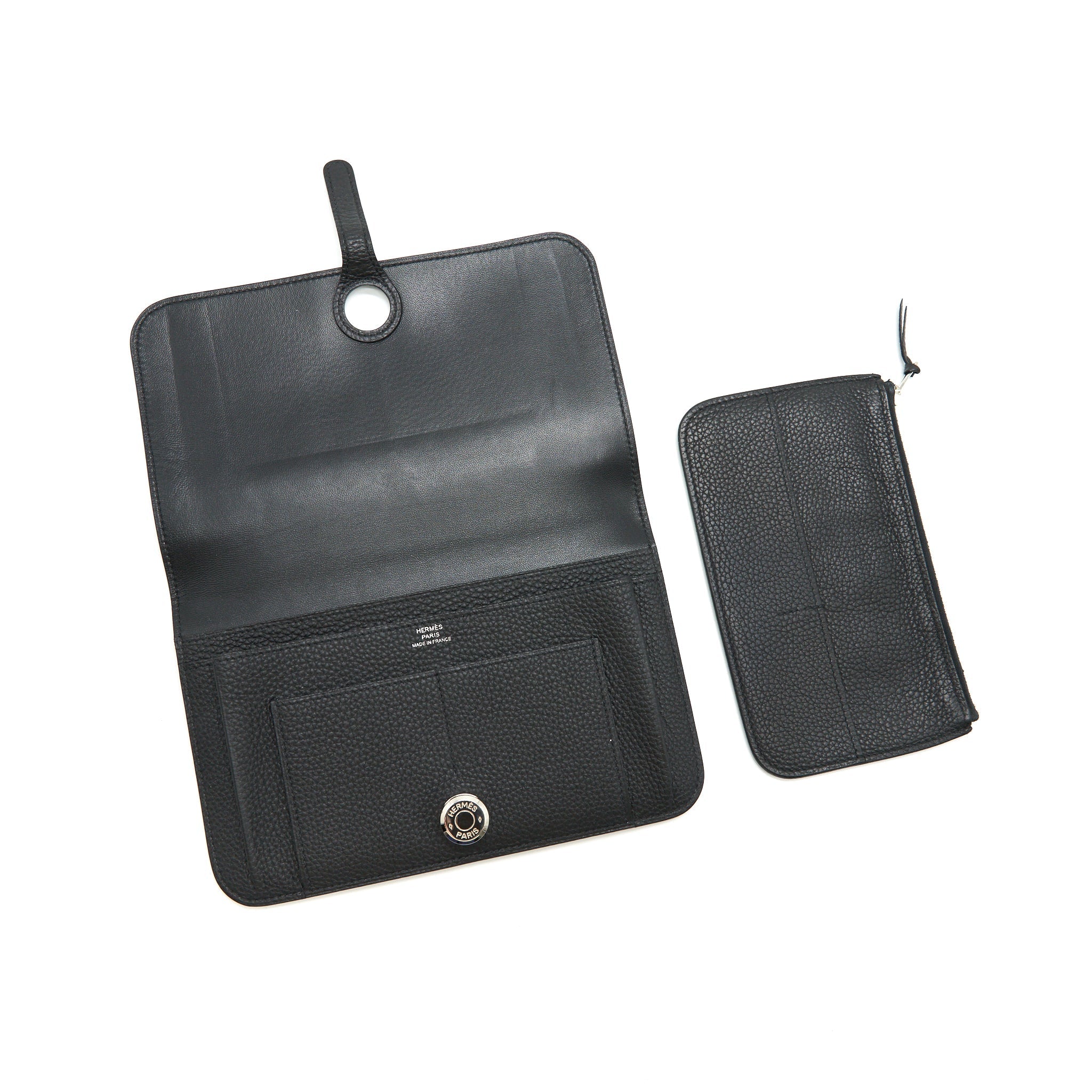 HERMES DOGON DUO WALLET IN BLACK TOGO SHW