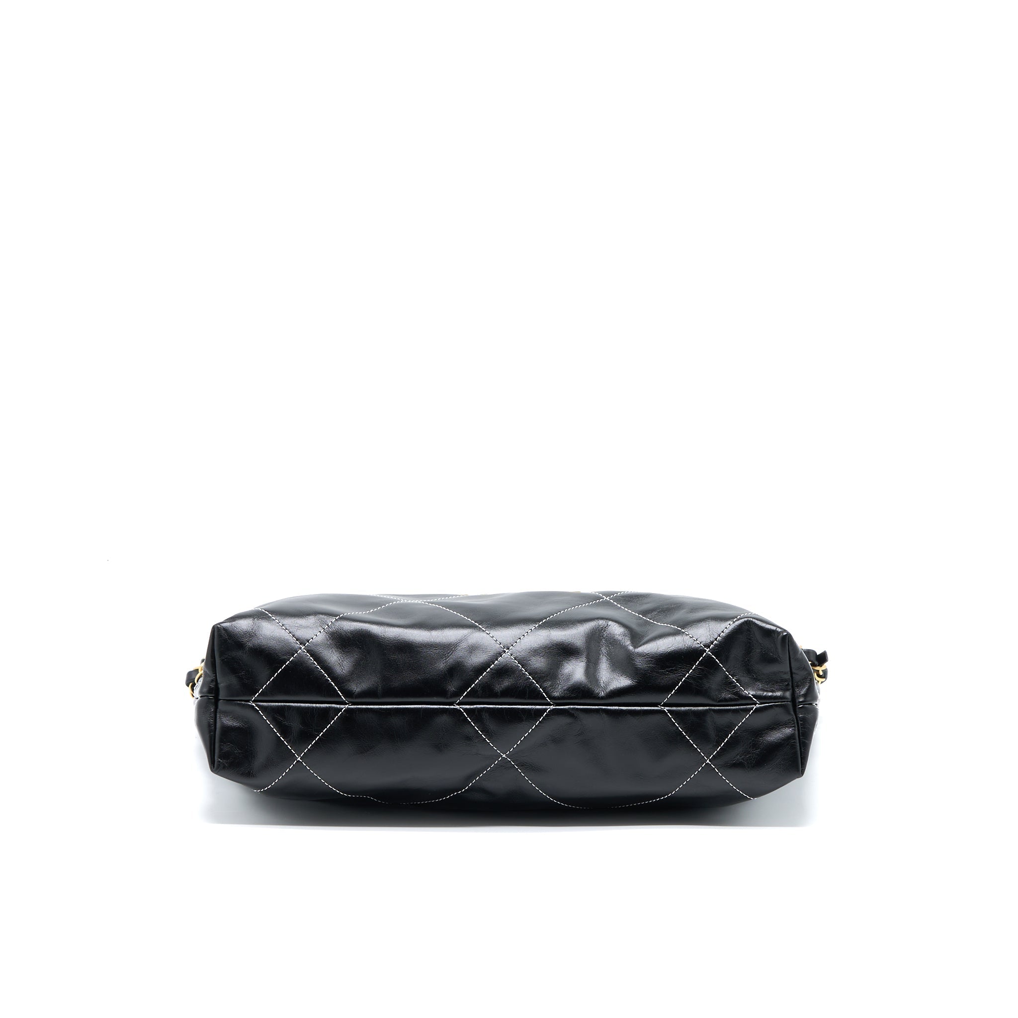 CHANEL SMALL 22 BAG SHINY CALFSKIN BLACK GHW (MICROCHIP)