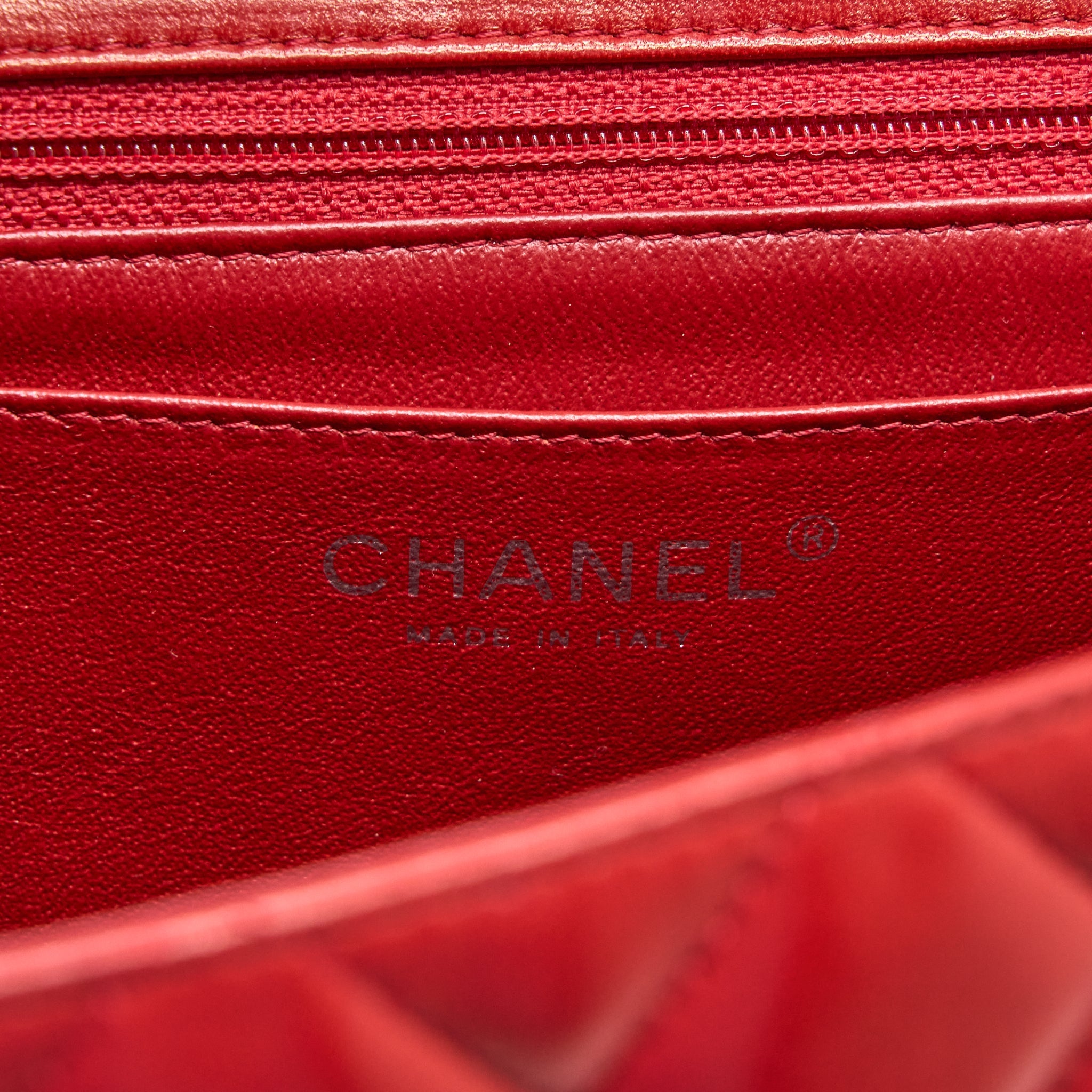 CHANEL CLASSIC JUMBO SINGLE FLAP BAG LAMBSKIN RED SHW