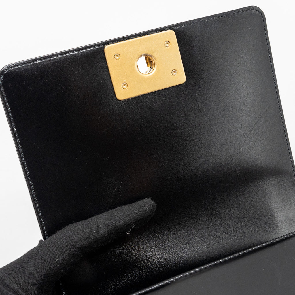 CHANEL MINI SQUARE BOY BAG LIMITED EDITION CALFSKIN BLACK GHW (MICROCHIP)