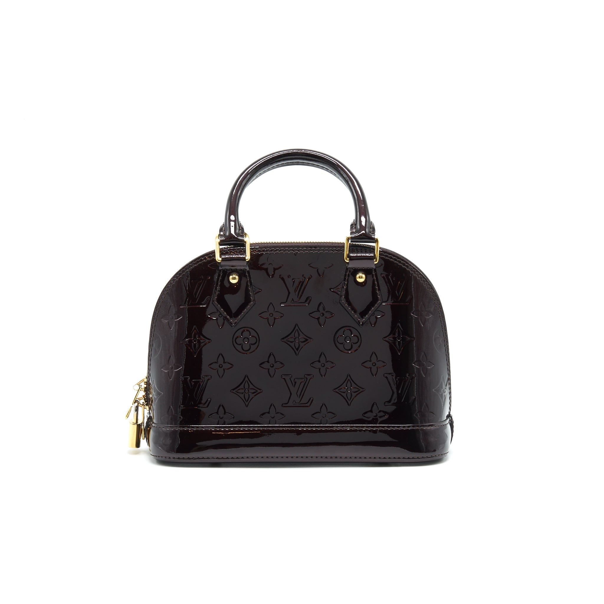 LOUIS VUITTON ALMA BB MONOGRAM VERNIS LEATHER AMARANTE