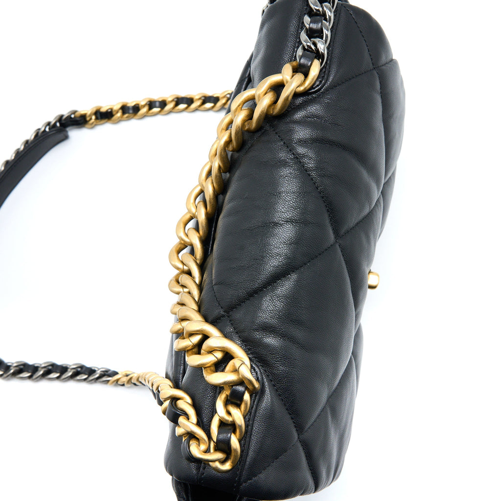 CHANEL MEDIUM 19 BAG GOATSKIN BLACK MULTICOLOUR HARDWARE