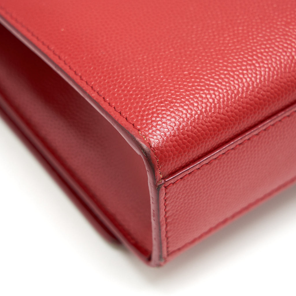 SAINT LAURENT /YSL GRAINED CALFSKIN MEDIUM KATE BAG RED GHW