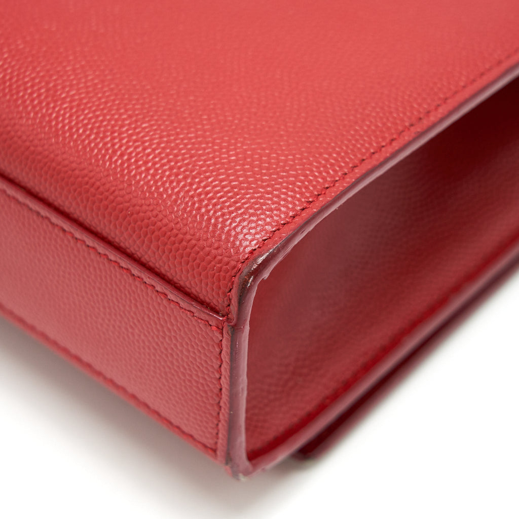 SAINT LAURENT /YSL GRAINED CALFSKIN MEDIUM KATE BAG RED GHW