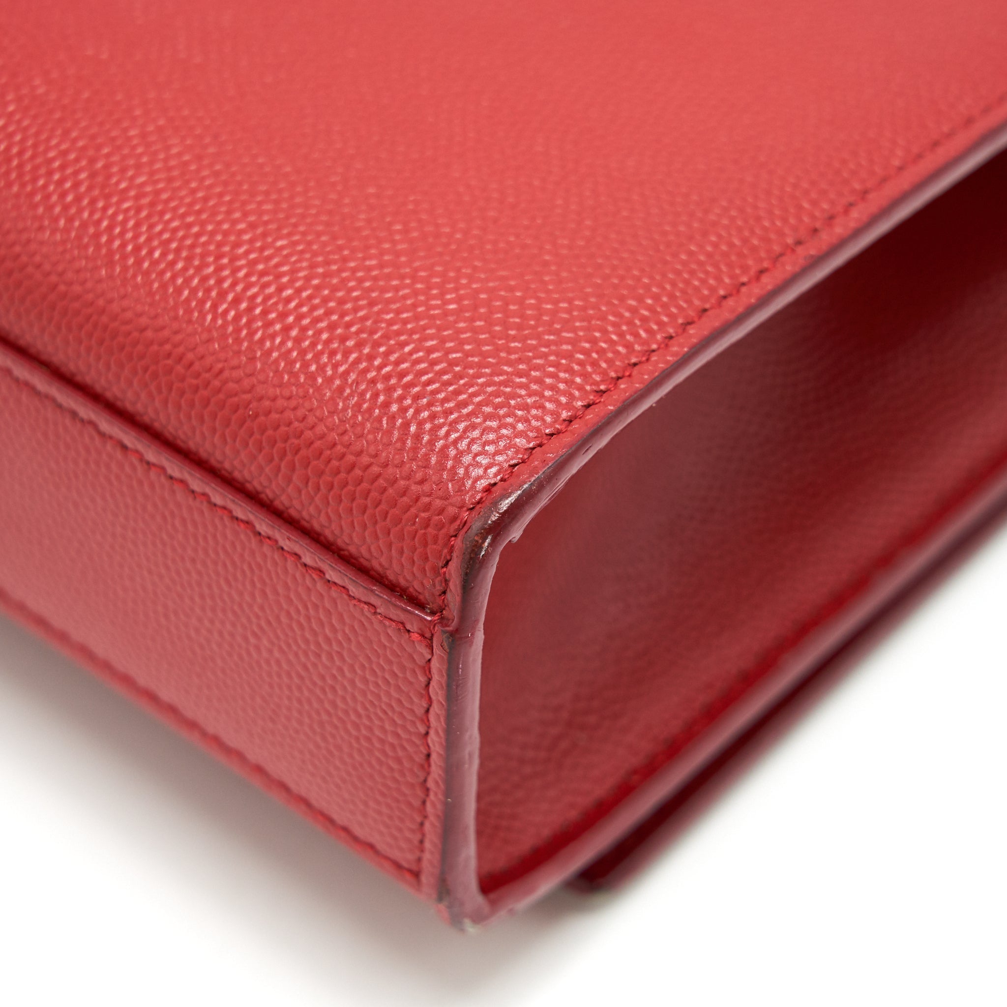 SAINT LAURENT /YSL GRAINED CALFSKIN MEDIUM KATE BAG RED GHW
