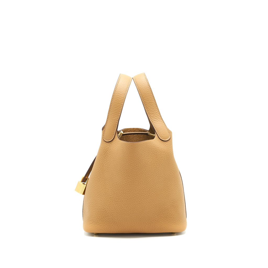 HERMES PICOTIN 18 LOCK BAG BISCUIT GHW