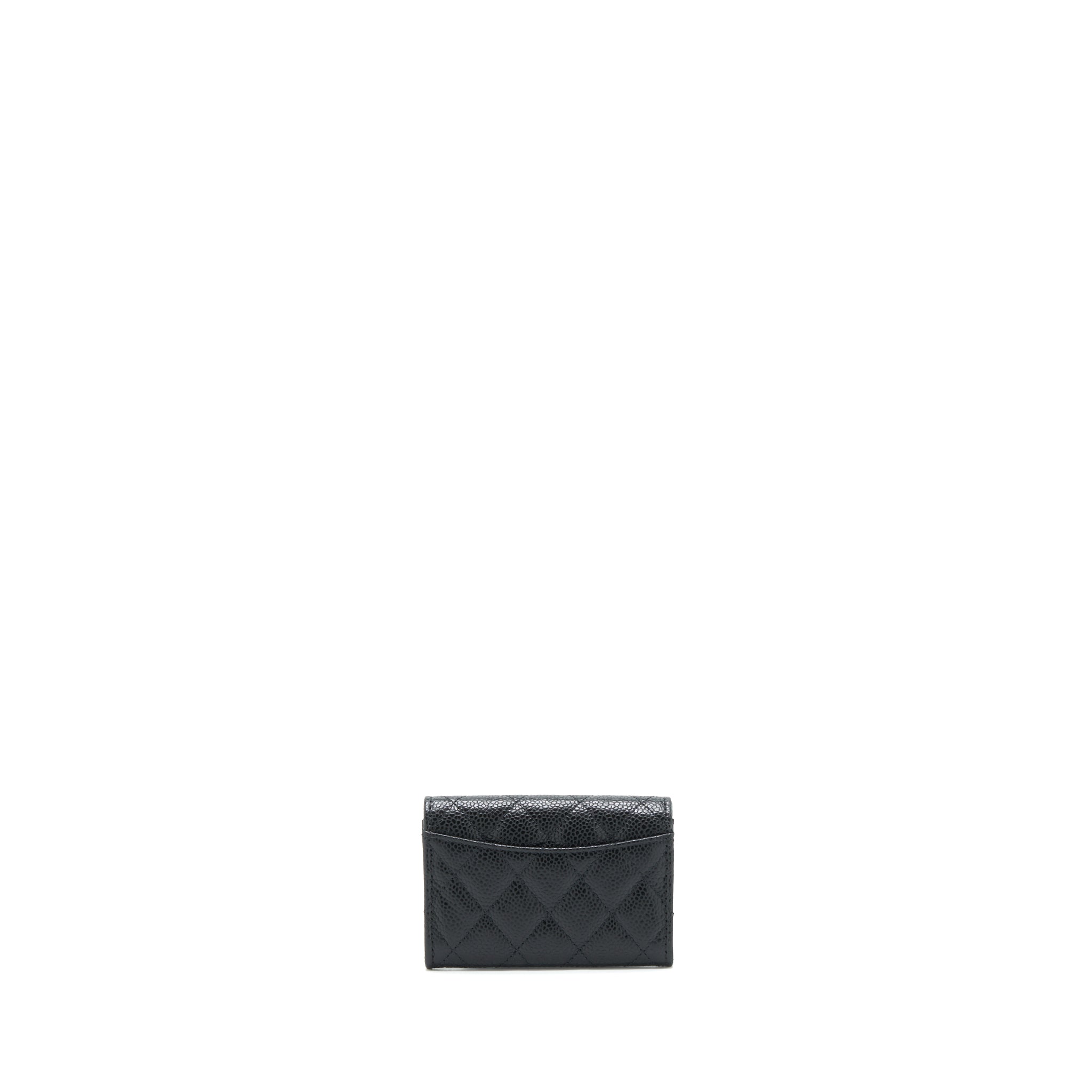 CHANEL CLASSIC MINI FLAP CARD HOLDER CAVIAR BLACK LGHW