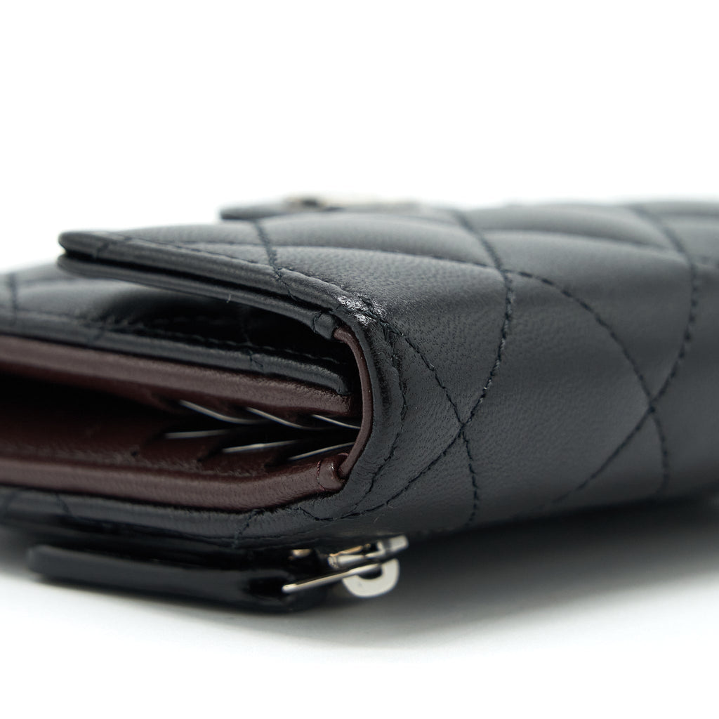CHANEL SMALL CLASSIC COMPACT WALLET LAMBSKIN BLACK SHW