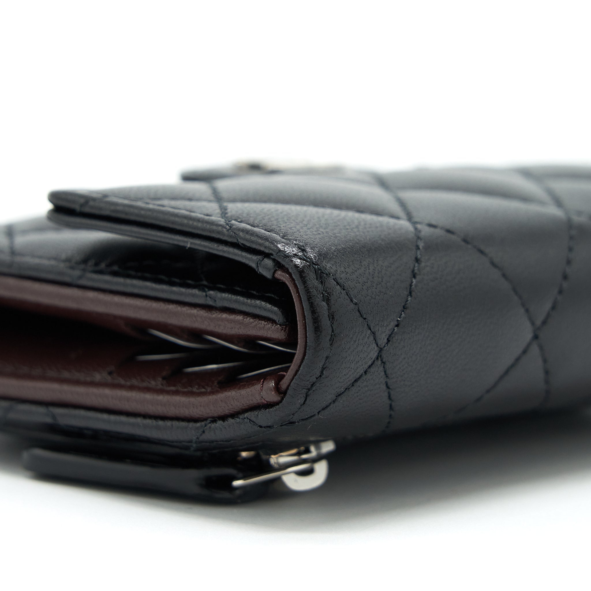 CHANEL SMALL CLASSIC COMPACT WALLET LAMBSKIN BLACK SHW