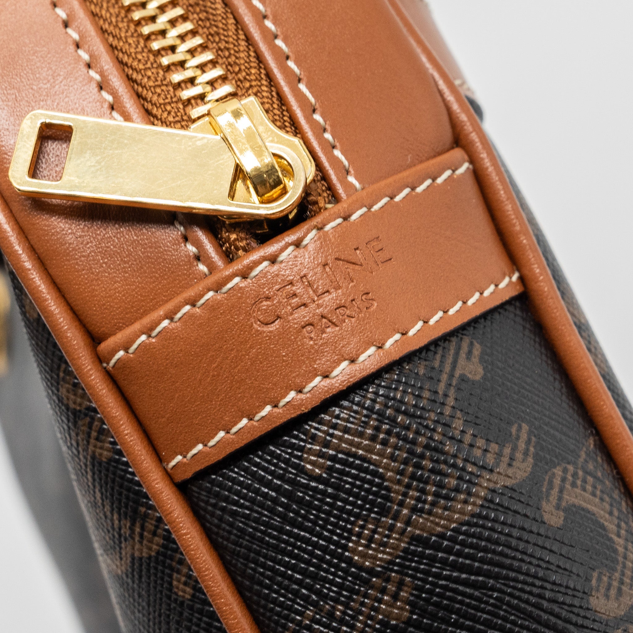 CELINE PATAPANS BAG TRIOMPHE CANVAS/LEATHER BROWN GHW