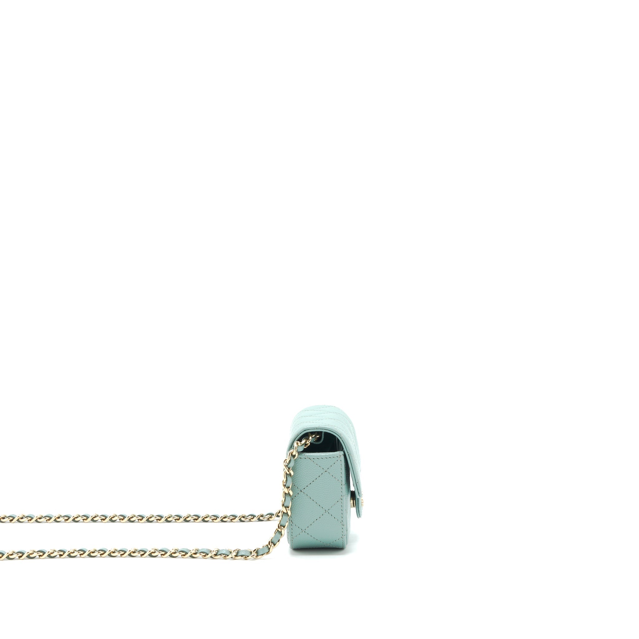 CHANEL MINI FLAP VANITY WITH CHAIN CAVIAR GREYISH GREEN LGHW