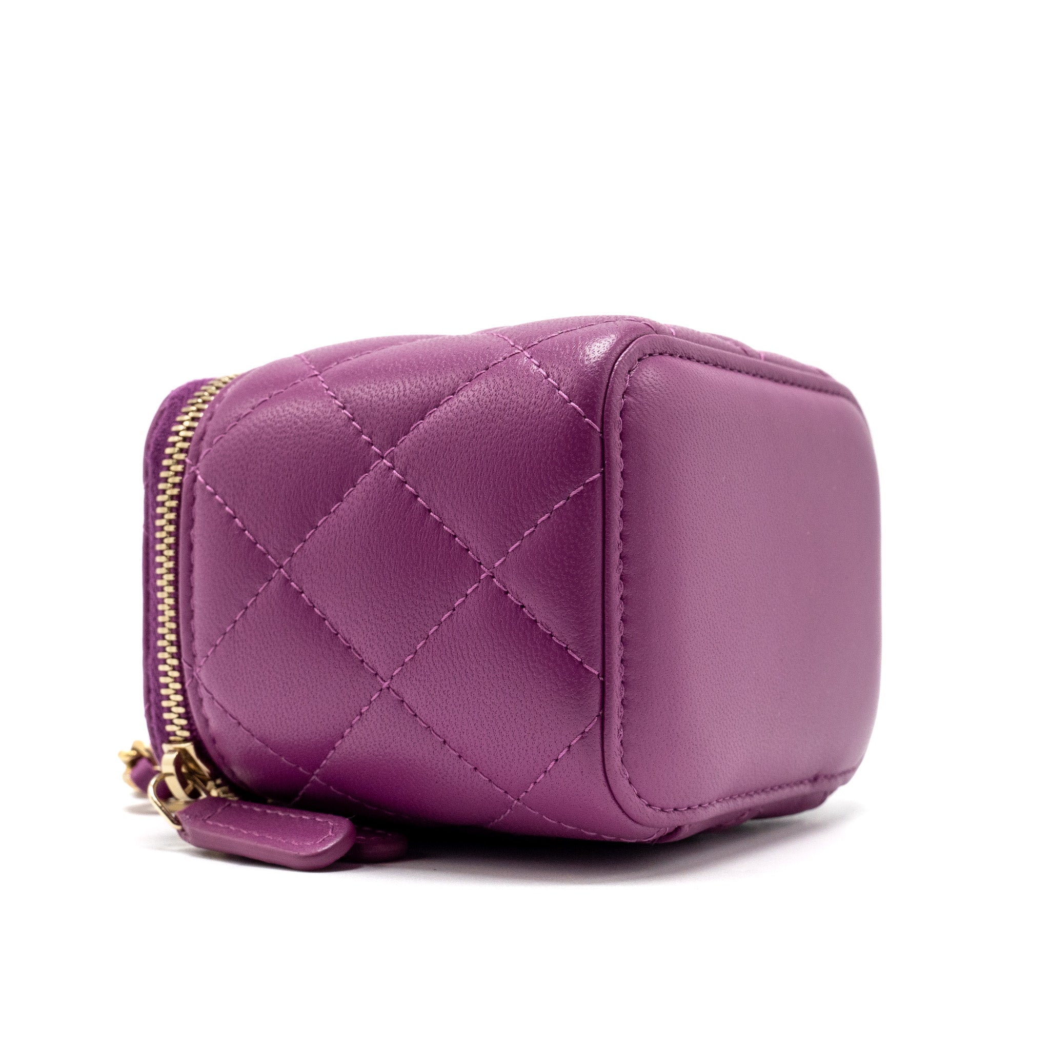 CHANEL PEARL CRUSH MINI VANITY WITH CHAIN LAMBSKIN PURPLE GHW