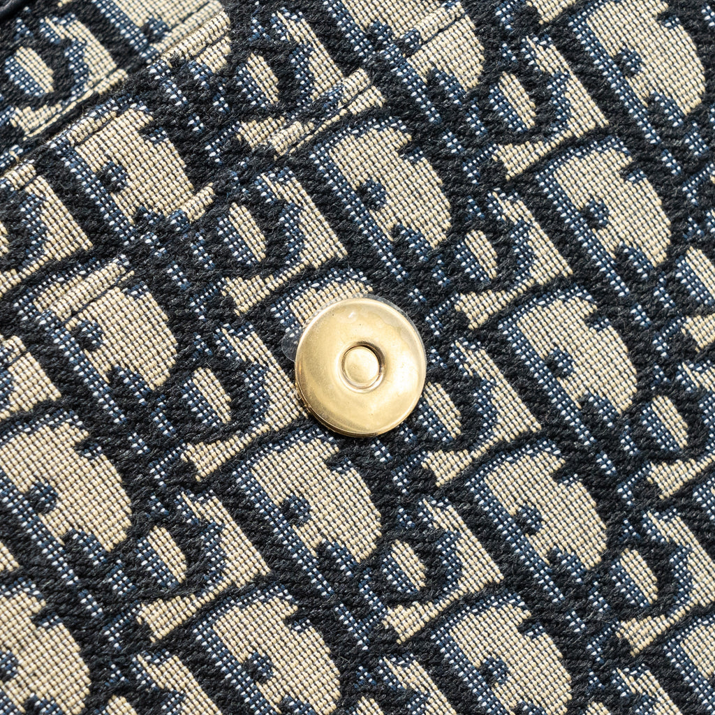 DIOR SADDLE POUCH BLUE DIOR OBLIQUE JACQUARD CANVAS GHW