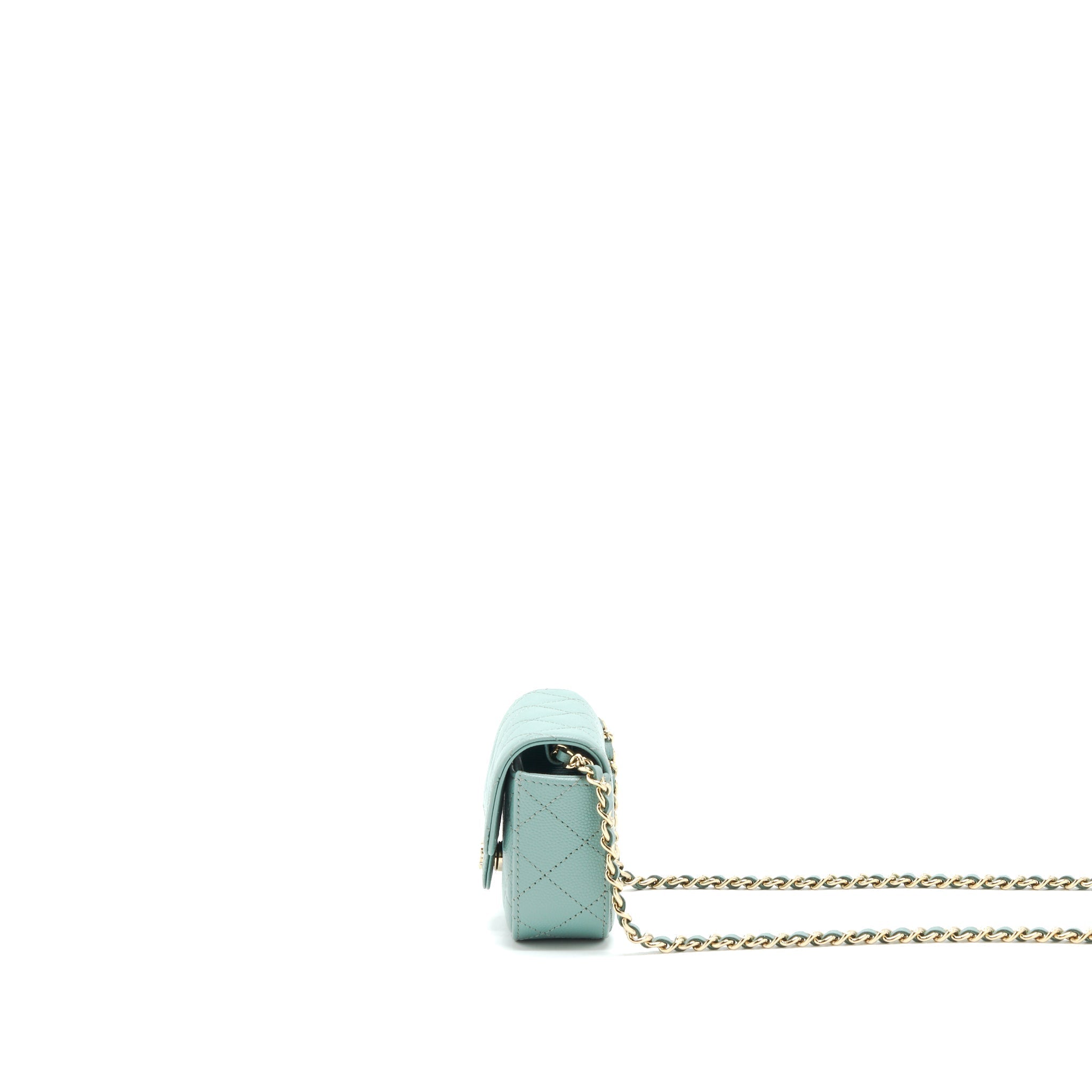 CHANEL MINI FLAP VANITY WITH CHAIN CAVIAR GREYISH GREEN LGHW