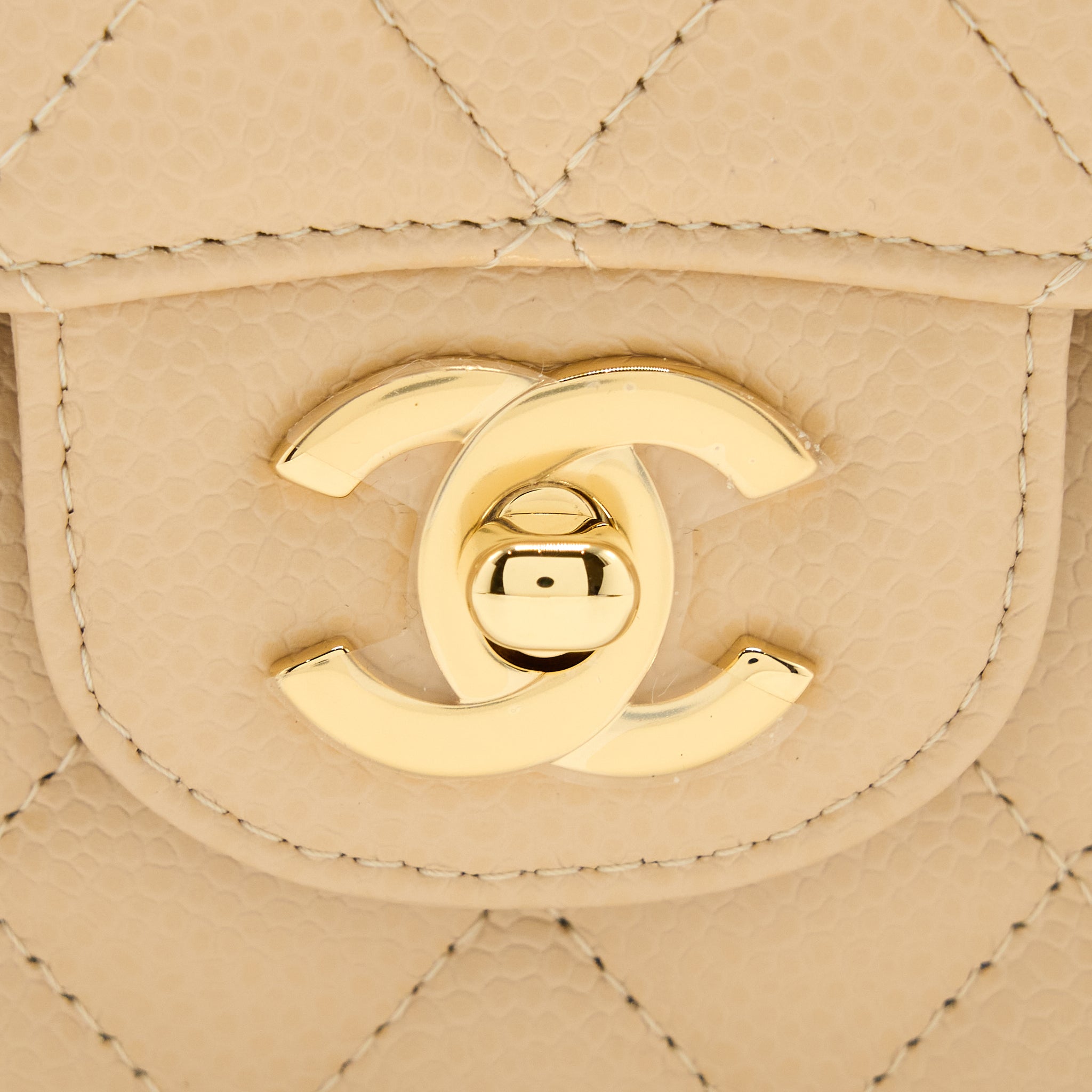 CHANEL SMALL CLASSIC DOUBLE FLAP BAG CAVIAR BEIGE GHW(MICROCHIP)