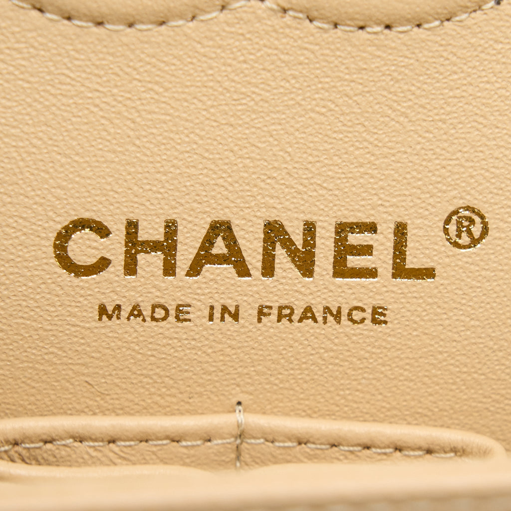 CHANEL SMALL CLASSIC DOUBLE FLAP BAG CAVIAR BEIGE GHW(MICROCHIP)