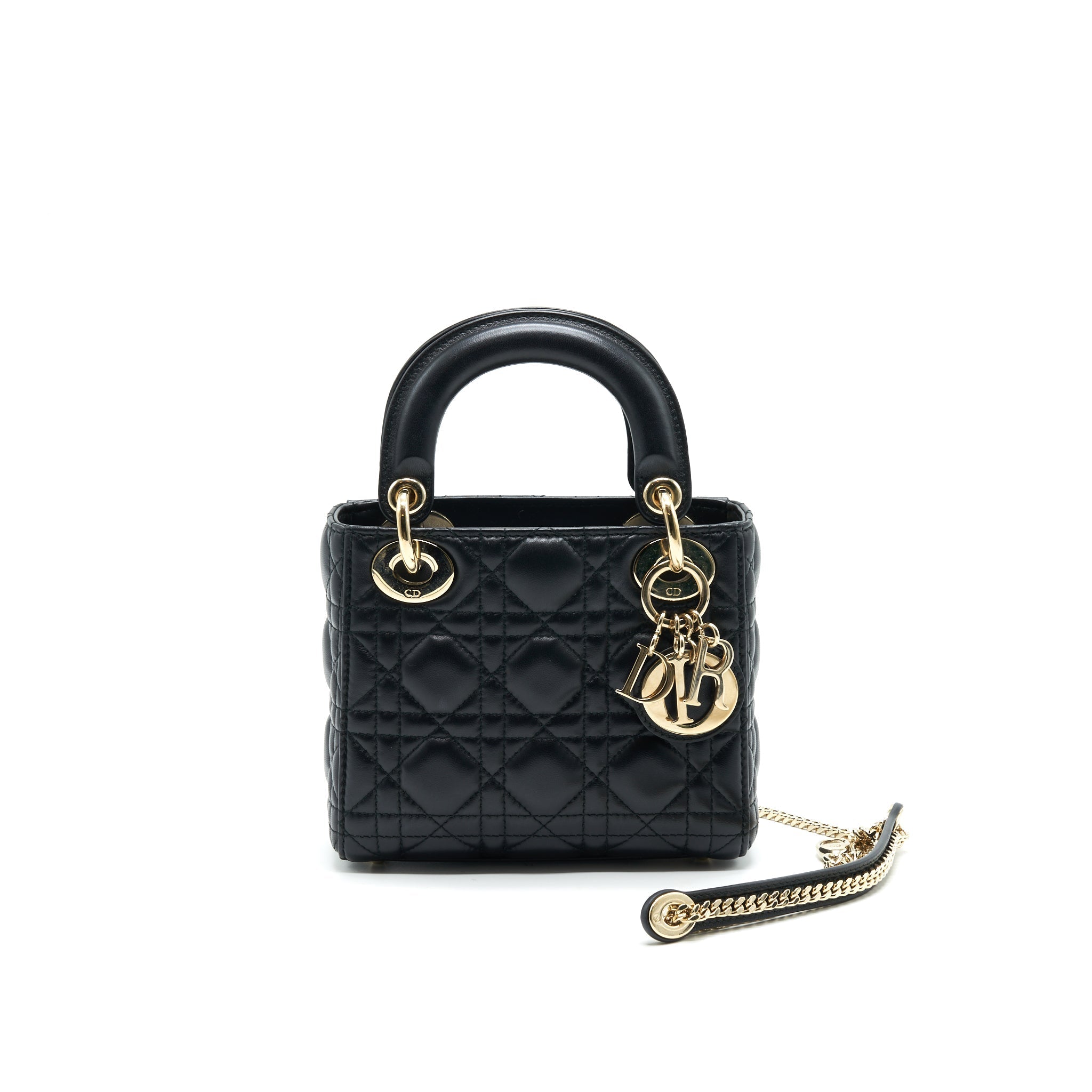 DIOR MINI LADY DIOR LAMBSKIN BLACK WITH GHW