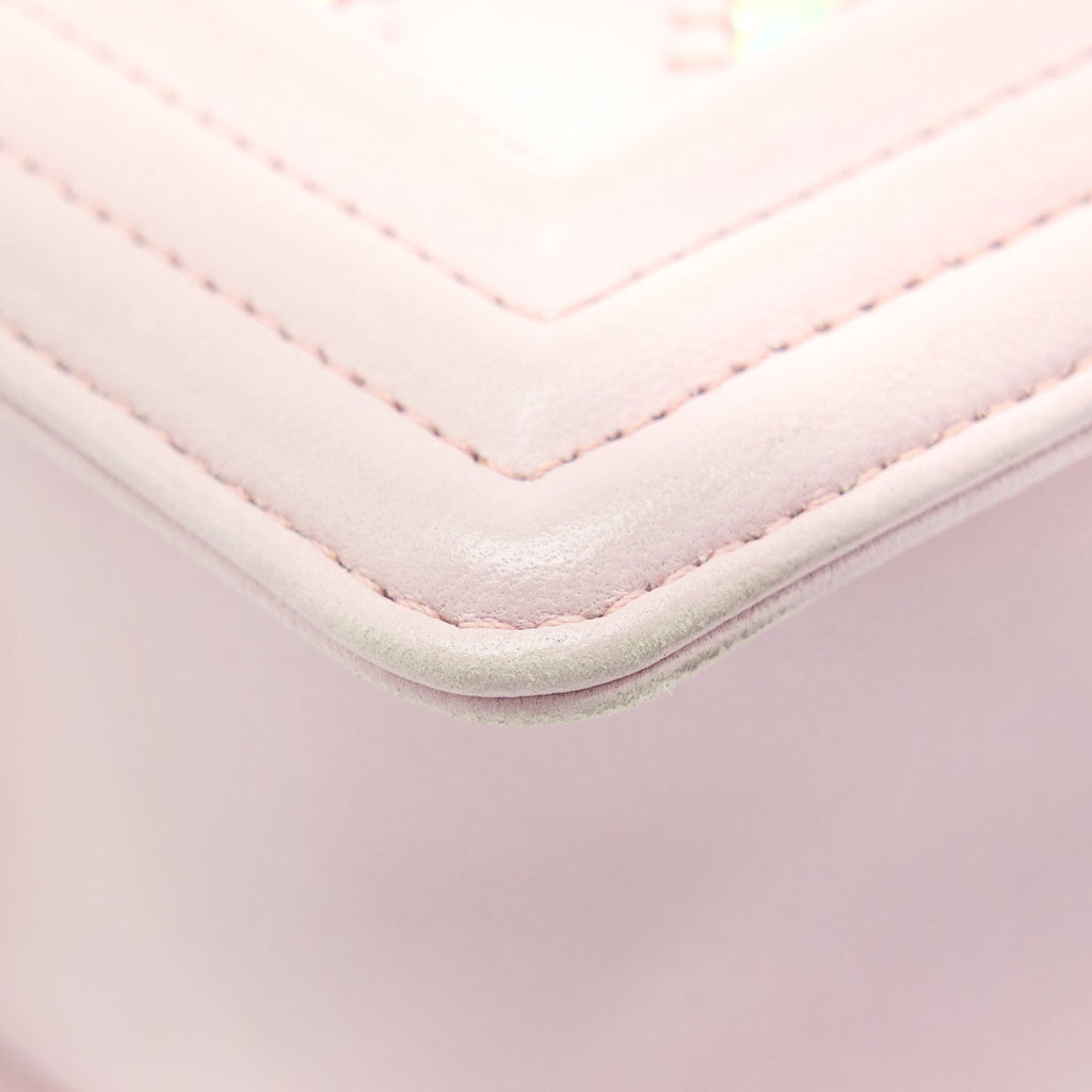CHANEL CHEVRON SMALL BOY BAG LIMITED EDITION LAMBSKIN LIGHT PINK SHW