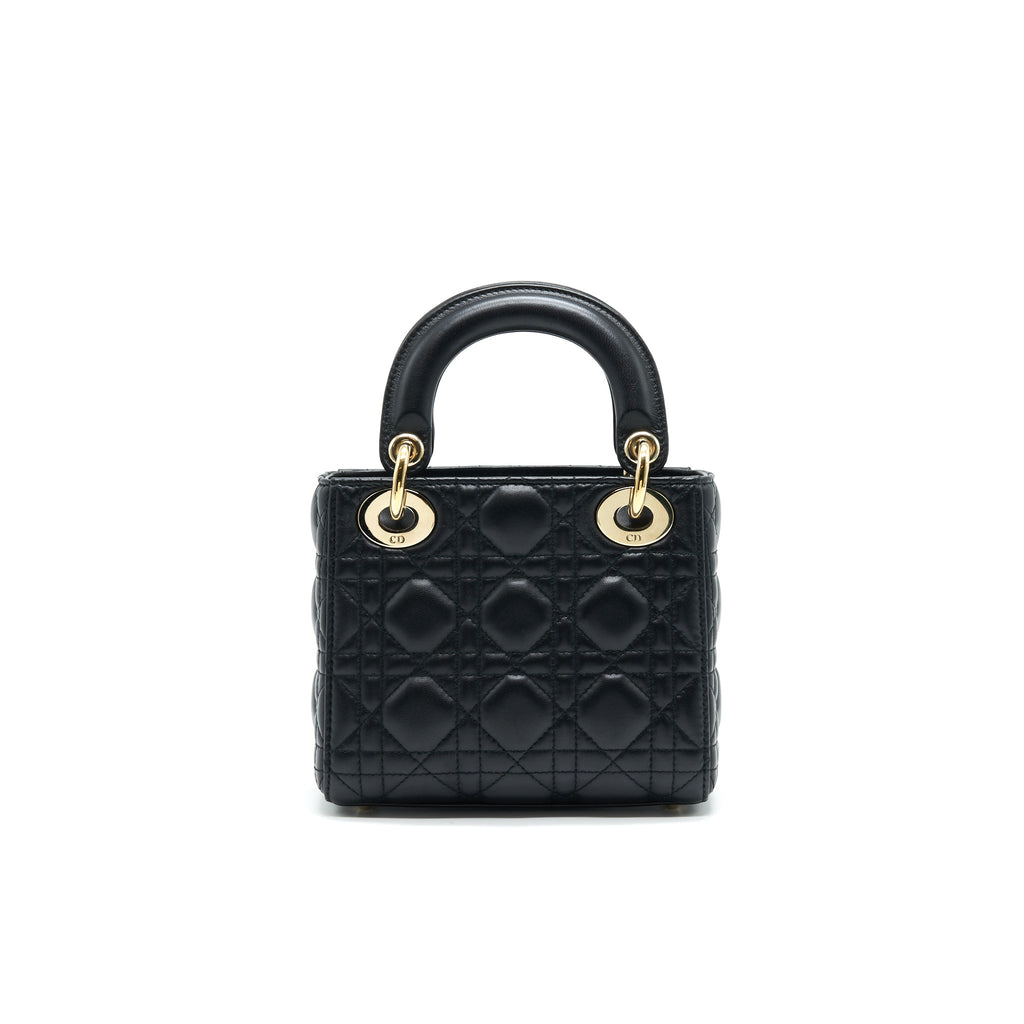 DIOR MINI LADY DIOR LAMBSKIN BLACK WITH GHW