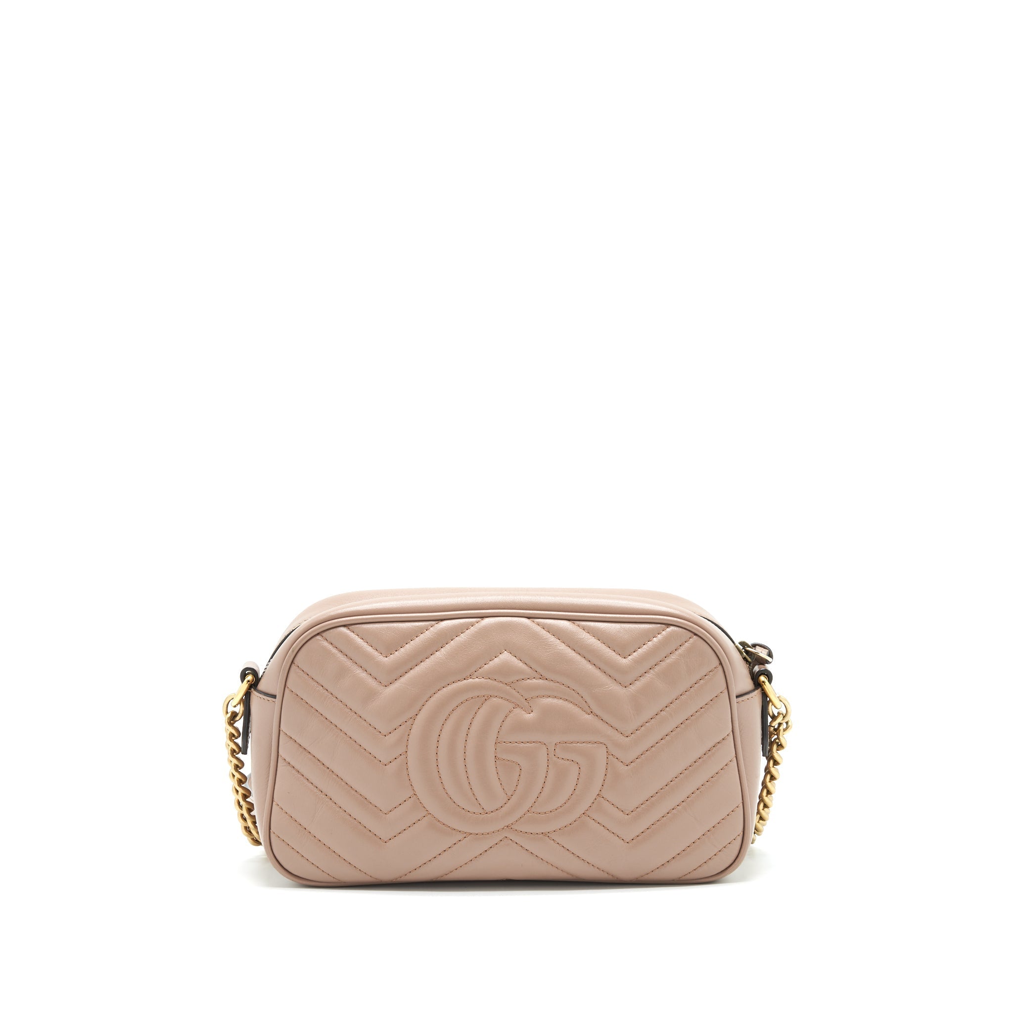 GUCCI GG MARMONT SMALL MATELASSE CAMERA BAG BEIGE GHW