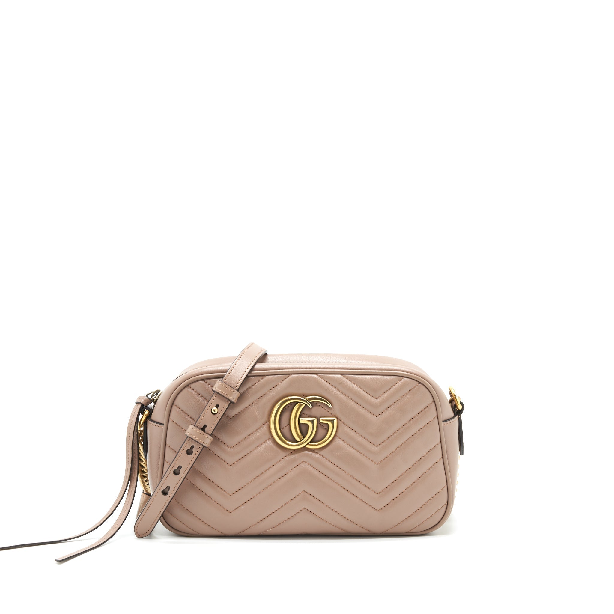 GUCCI GG MARMONT SMALL MATELASSE CAMERA BAG BEIGE GHW