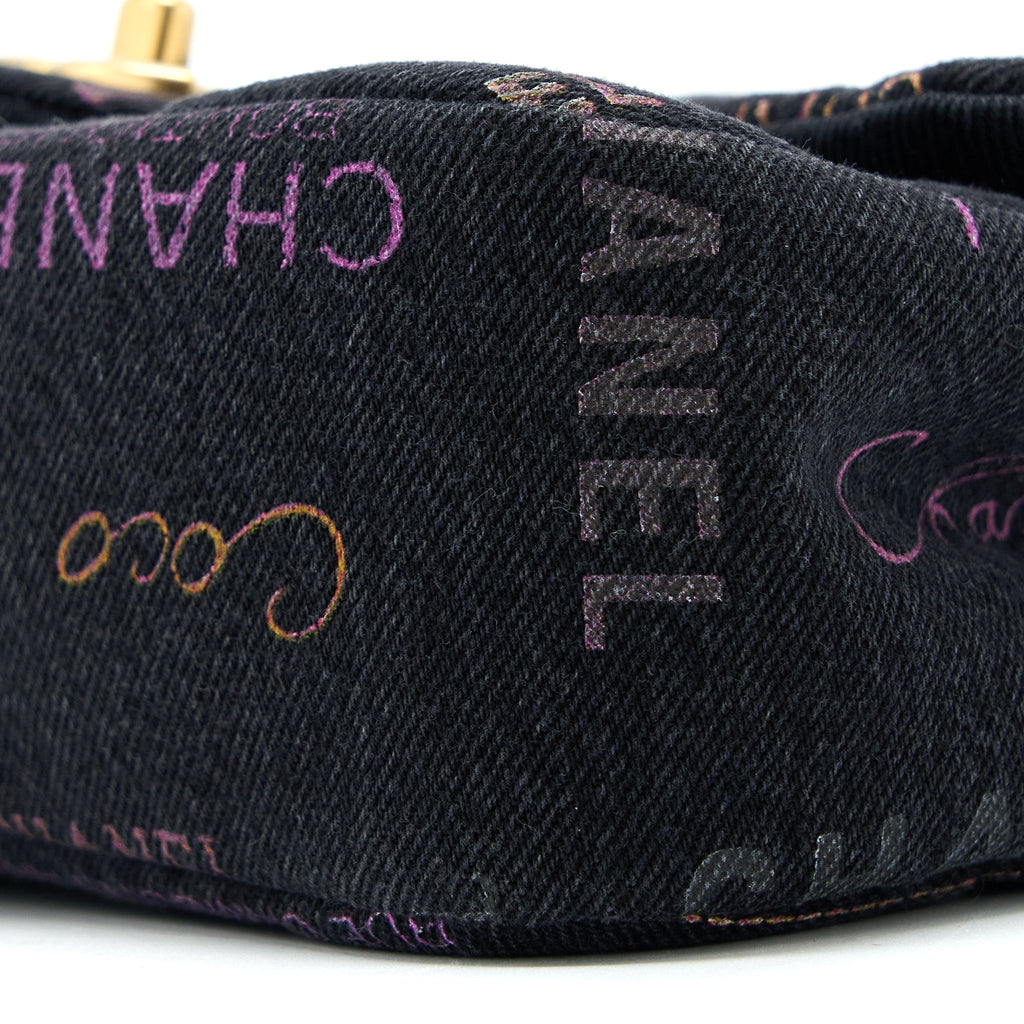CHANEL 22P BLACK DENIM FLAP BAG BRUSHED GHW(MICROCHIP)