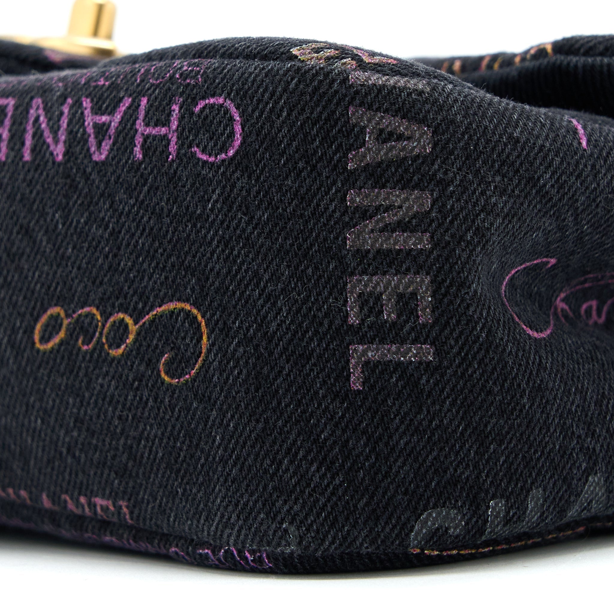 CHANEL 22P BLACK DENIM FLAP BAG BRUSHED GHW(MICROCHIP)
