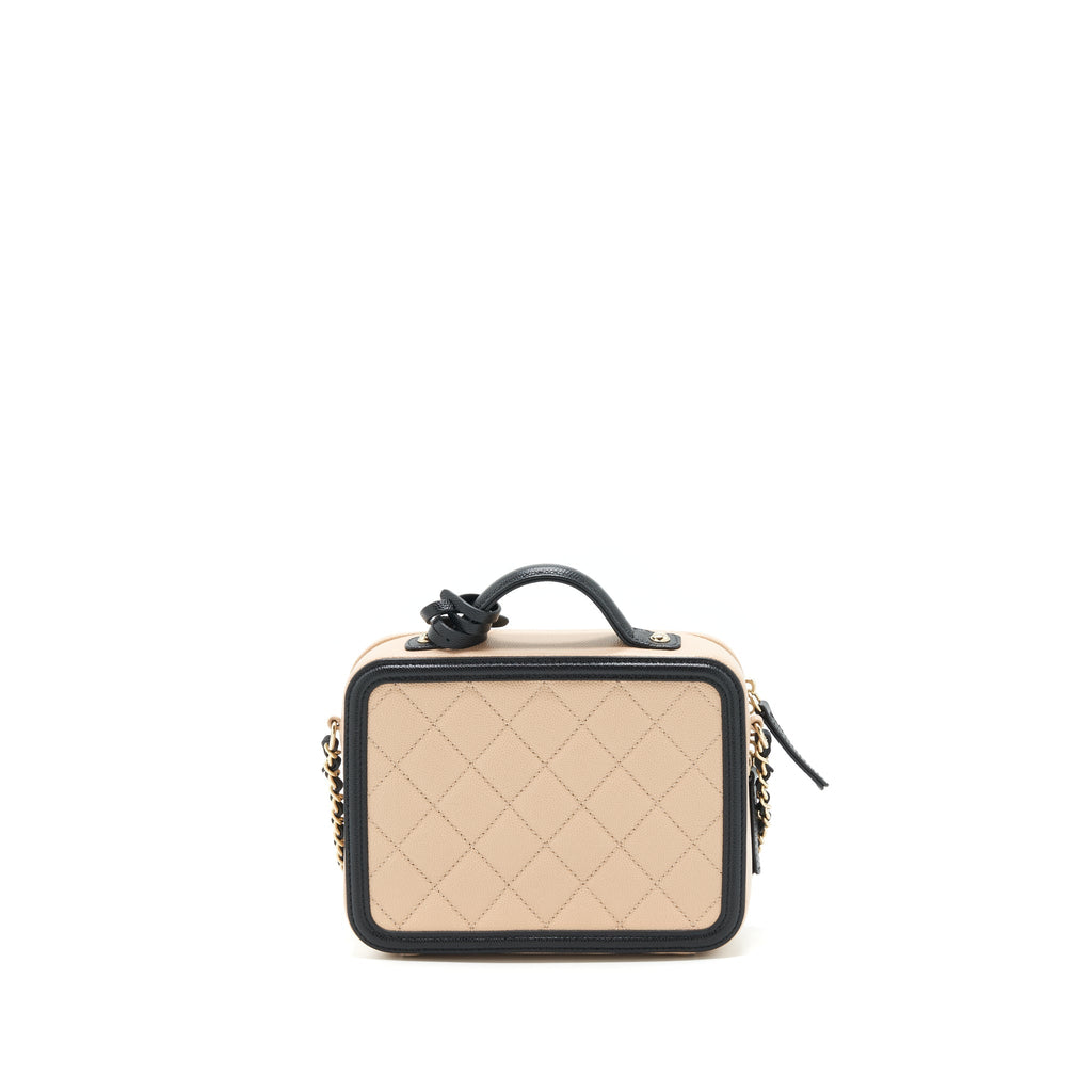 CHANEL VANITY FILIGREE CAVIAR BEIGE&BLACK LGHW
