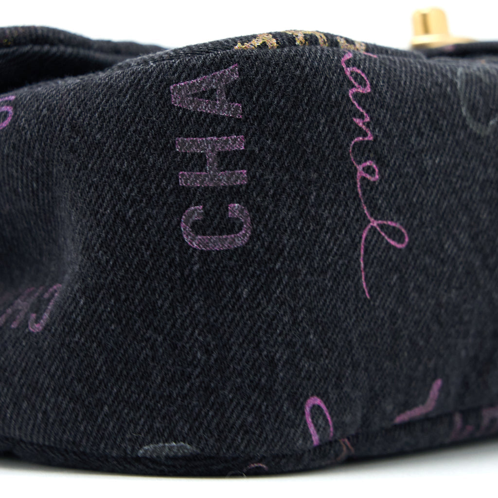 CHANEL 22P BLACK DENIM FLAP BAG BRUSHED GHW(MICROCHIP)