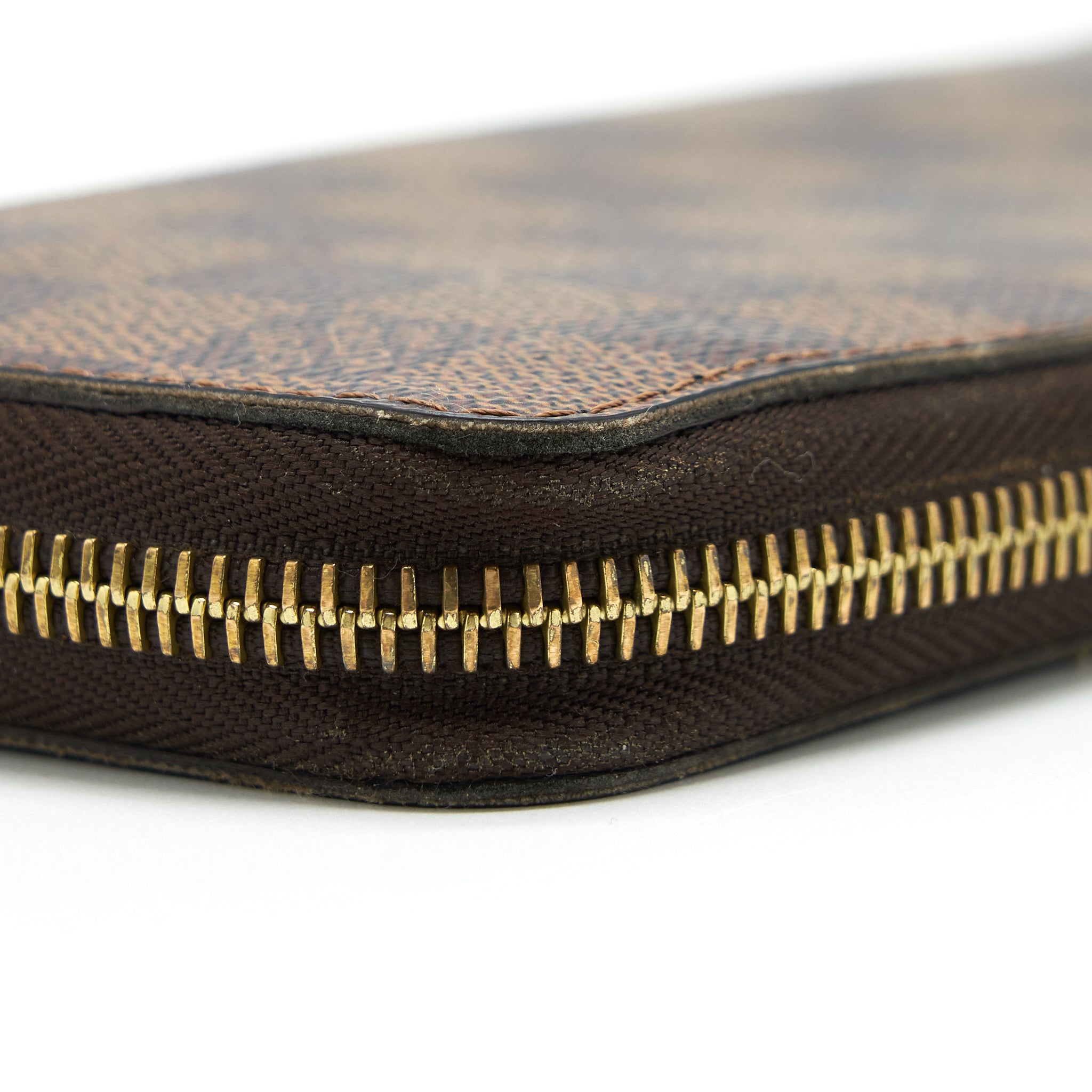 LOUIS VUITTON ZIPPER LONG WALLET DAMIER EBENE GHW