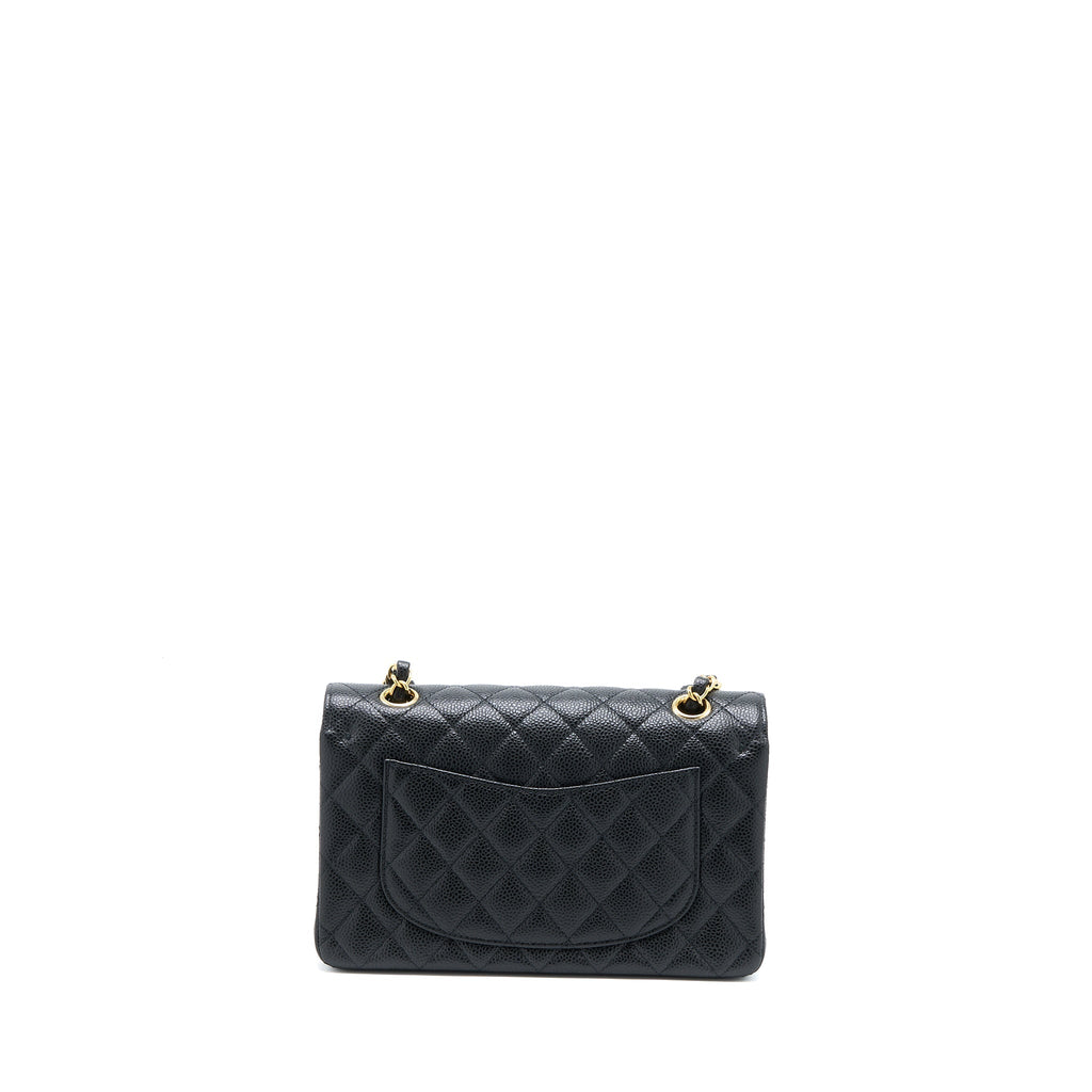 CHANEL SMALL CLASSIC DOUBLE FLAP BAG CAVIAR BLACK GHW (MICROCHIP)