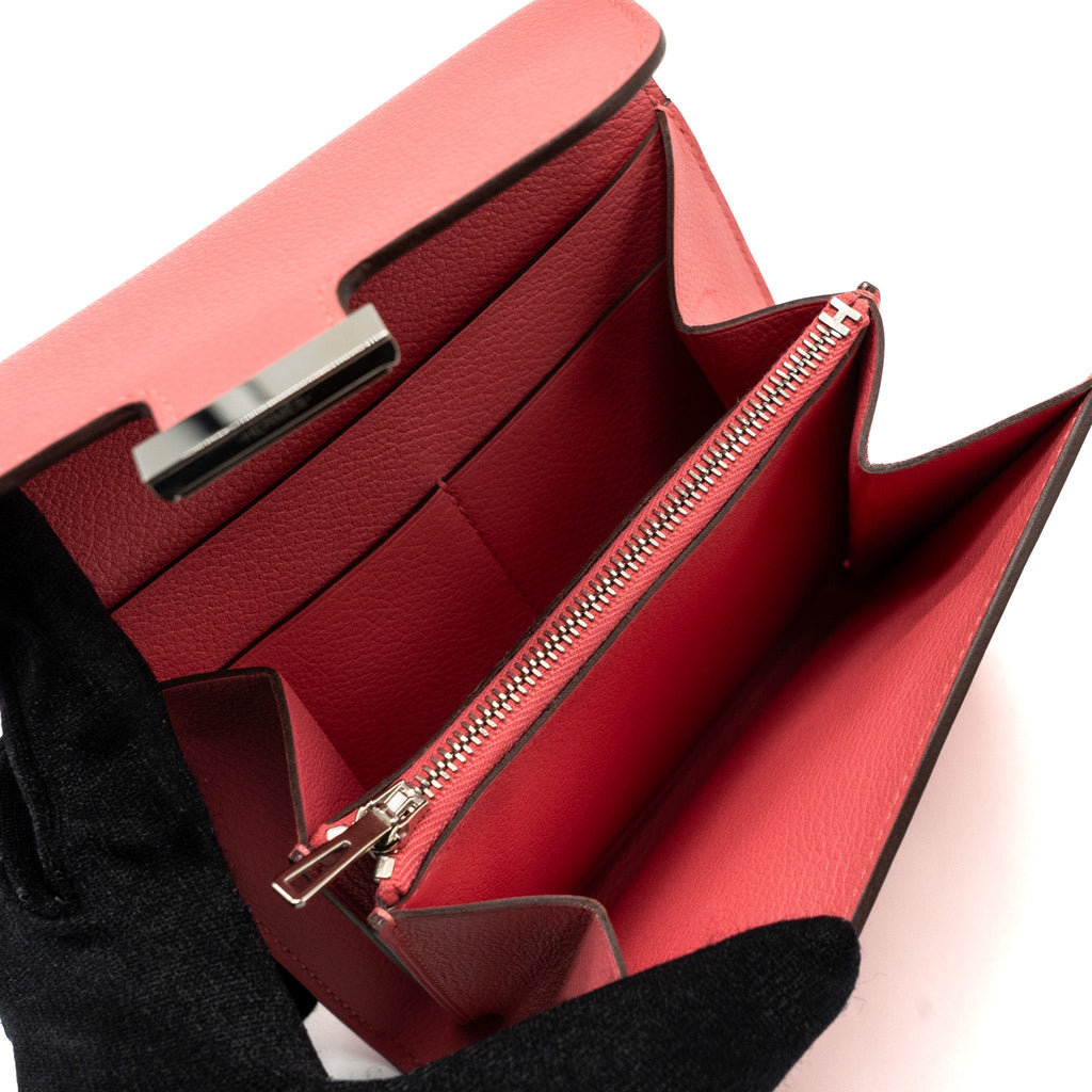 HERMES CONSTANCE COMPACT WALLET EVERCOLOR ROSE AZALEE SHW