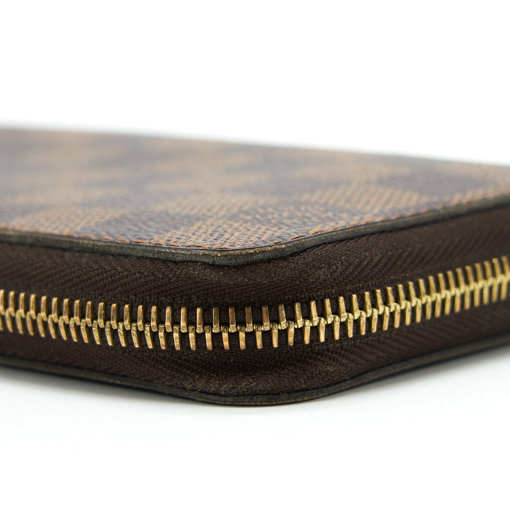 LOUIS VUITTON ZIPPER LONG WALLET DAMIER EBENE GHW