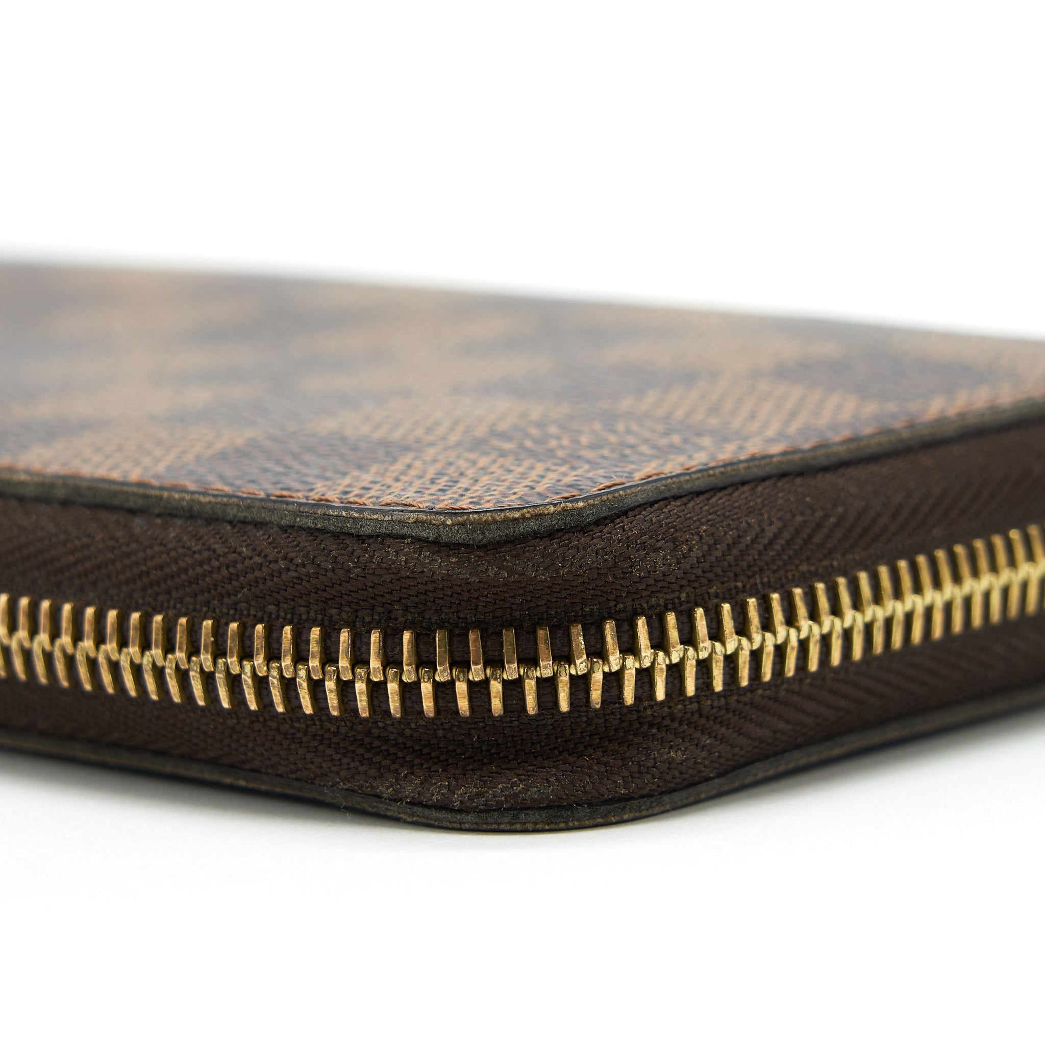 LOUIS VUITTON ZIPPER LONG WALLET DAMIER EBENE GHW