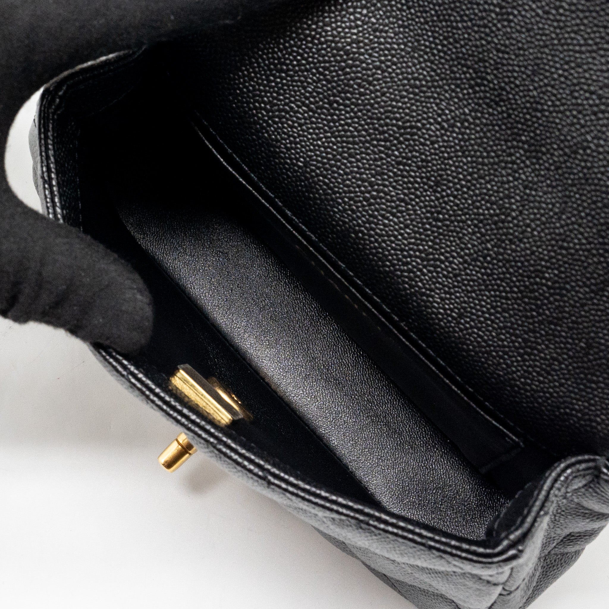 CHANEL 23P MINI COCO LOVE FLAP BAG CAVIAR BLACK GHW (MICROCHIP)
