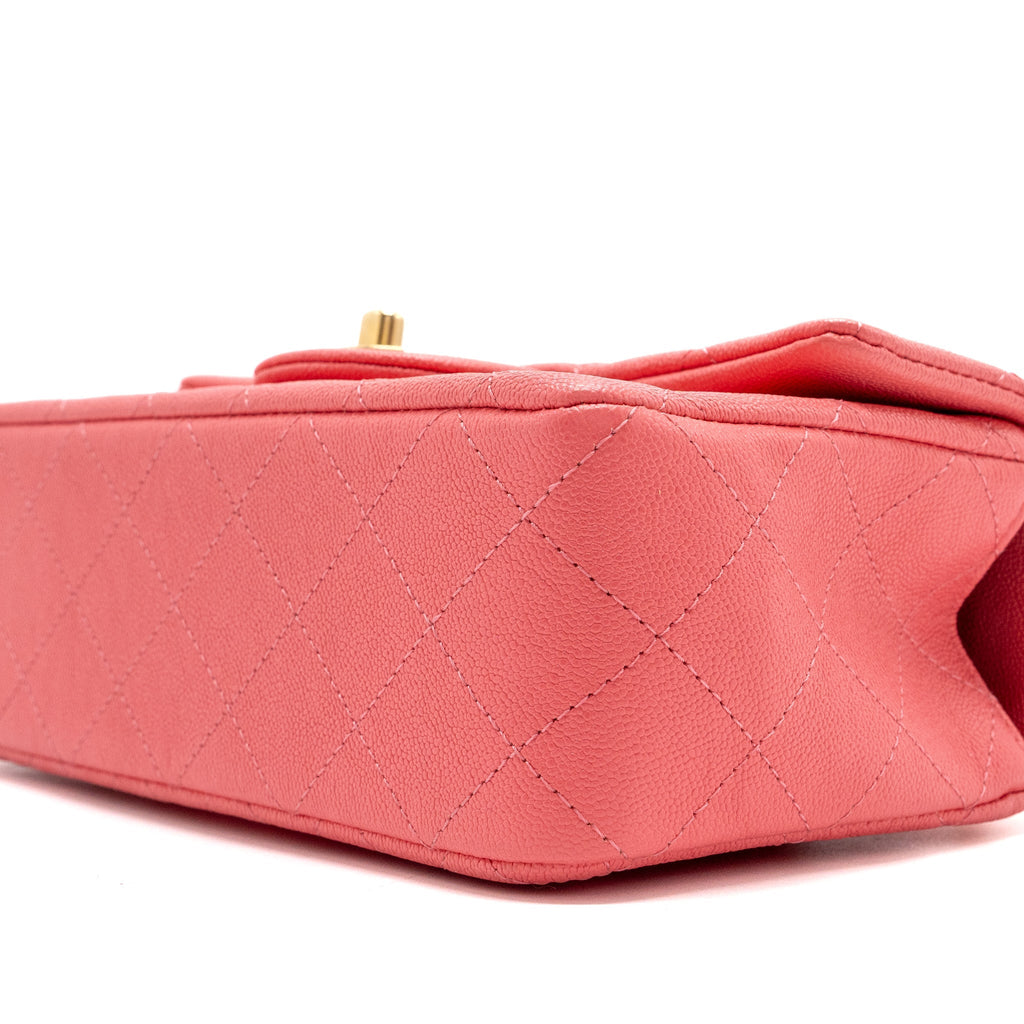 CHANEL TOP HANDLE MINI RECTANGULAR FLAP BAG CAVIAR PINK GHW