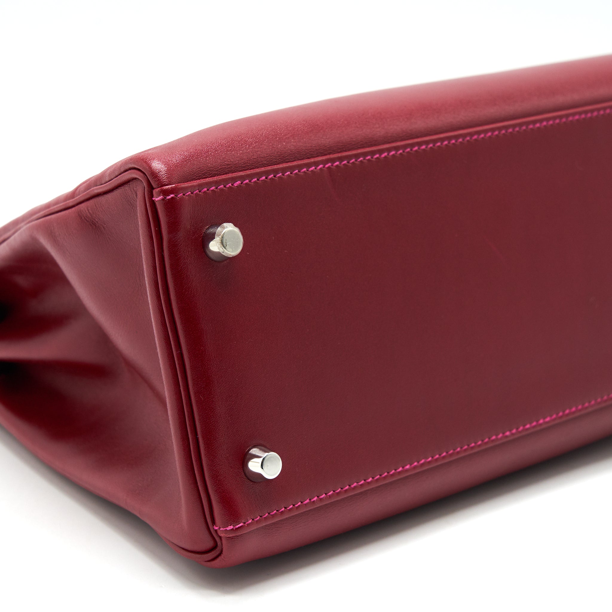 HERMES KELLY 32 BOX LEATHER RED/ PINK SHW