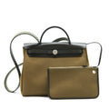 HERMES HERBAG 31 RETOURNE TOILE OFFICER VERT OLIVE/KHAKI SHW