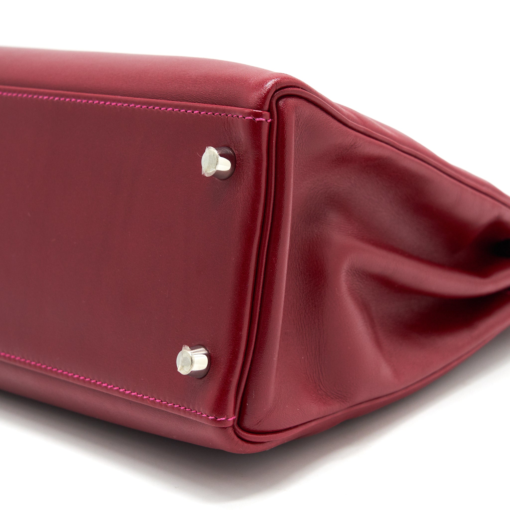 HERMES KELLY 32 BOX LEATHER RED/ PINK SHW