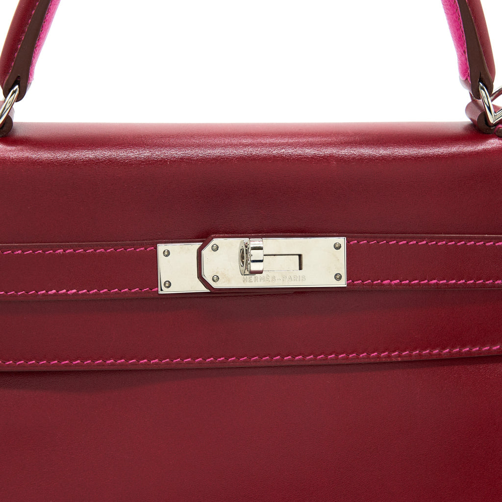 HERMES KELLY 32 BOX LEATHER RED/ PINK SHW