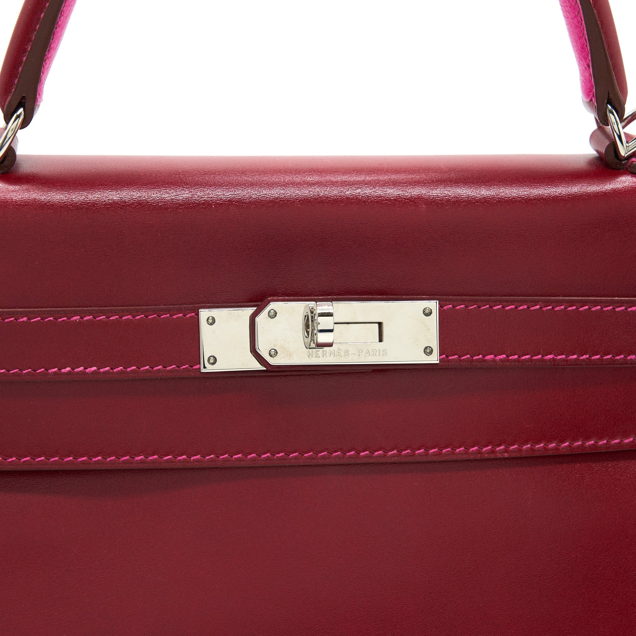 HERMES KELLY 32 BOX LEATHER RED/ PINK SHW
