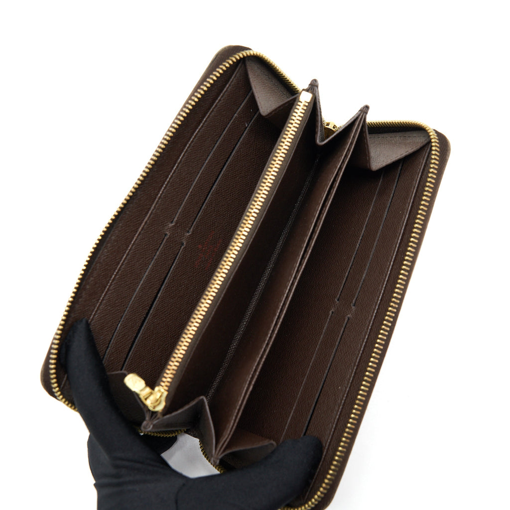 LOUIS VUITTON ZIPPER LONG WALLET DAMIER EBENE GHW