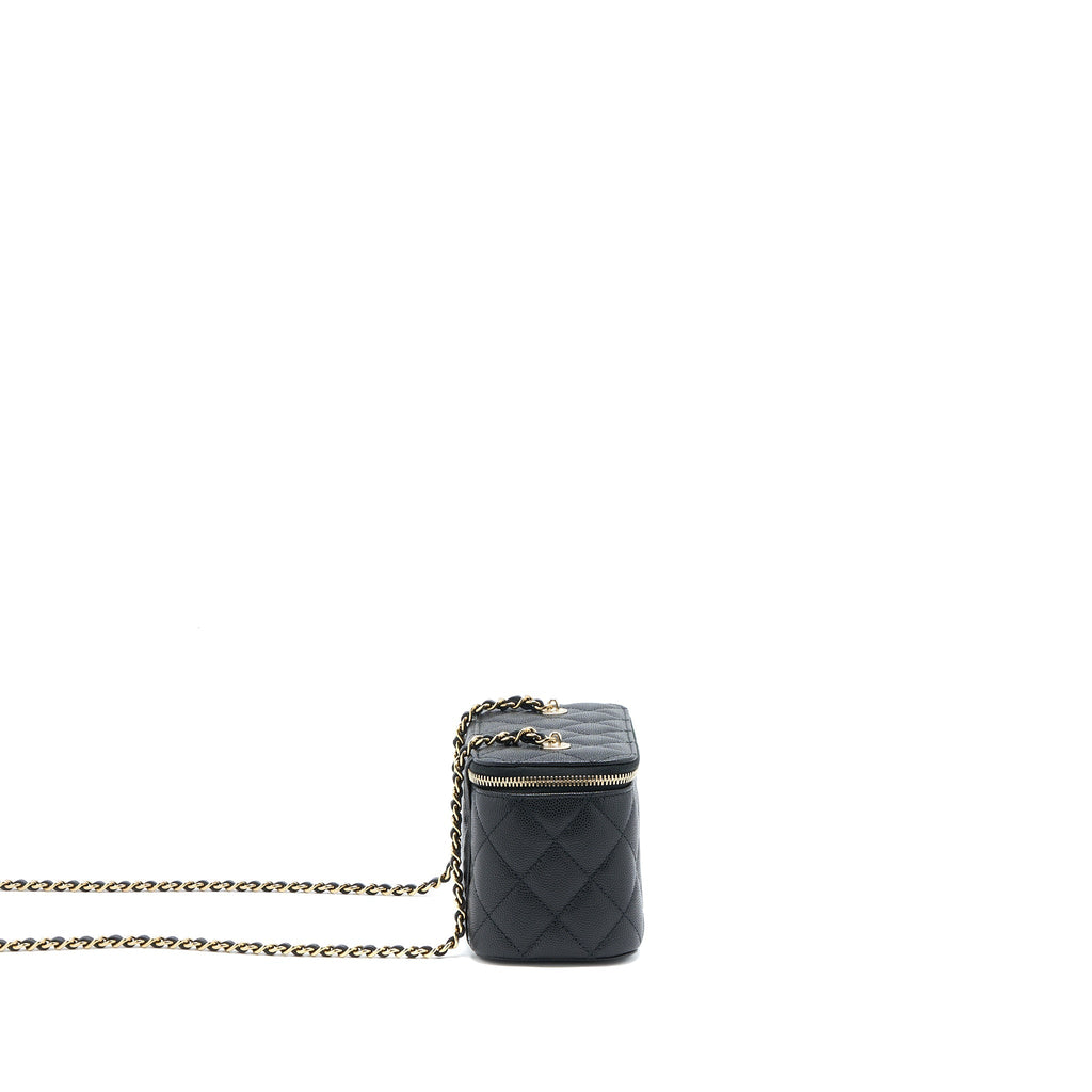 CHANEL LONG VANITY WITH CHAIN CAVIAR BLACK LGHW (MICROCHIP)