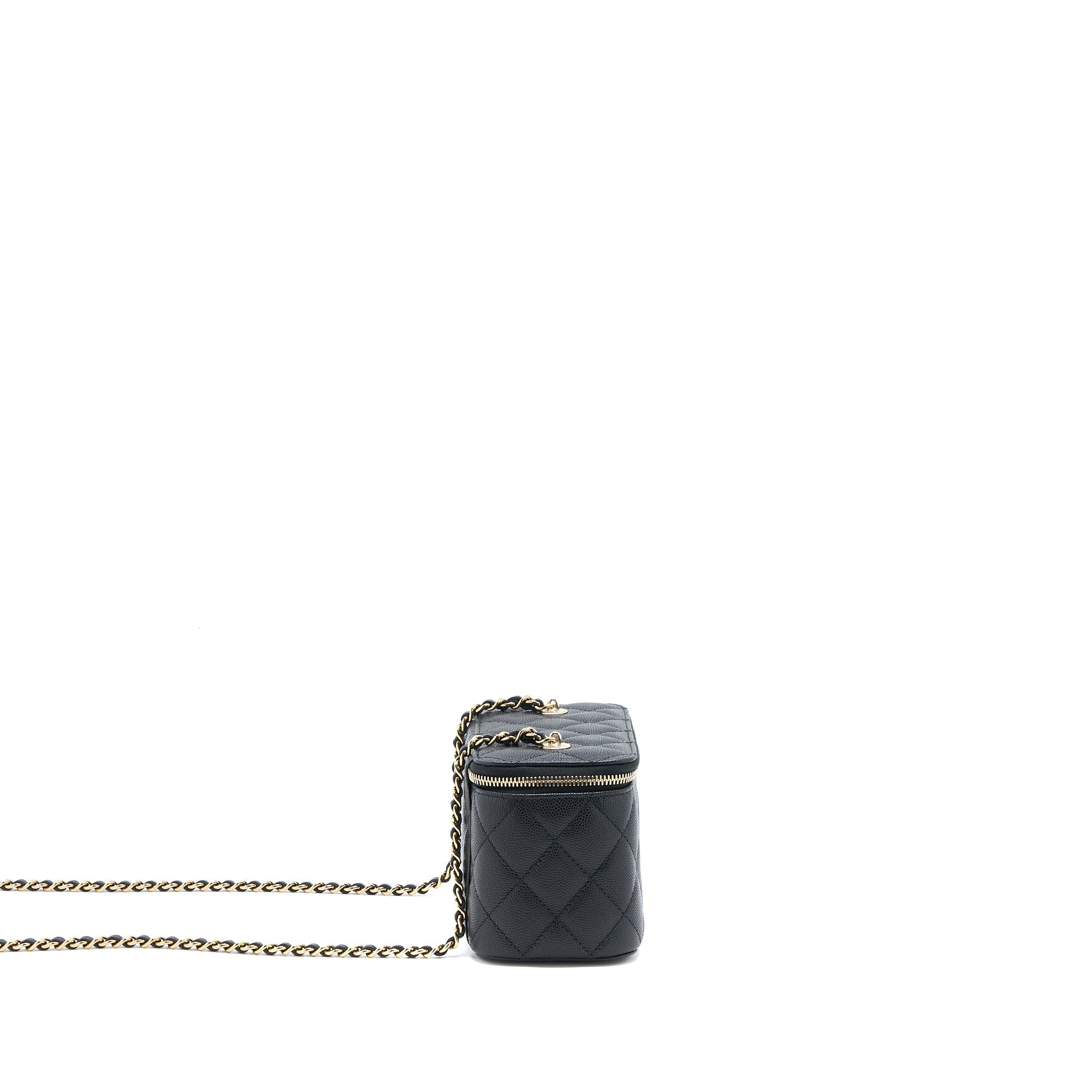 CHANEL LONG VANITY WITH CHAIN CAVIAR BLACK LGHW (MICROCHIP)